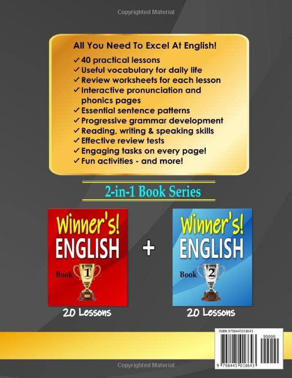 Winner's English 2-in-1 Book Series: Basic English Lessons for Ukrainian Speakers - Book 1 & Book 2 | Learn English for Beginners, Travel & Business Communication