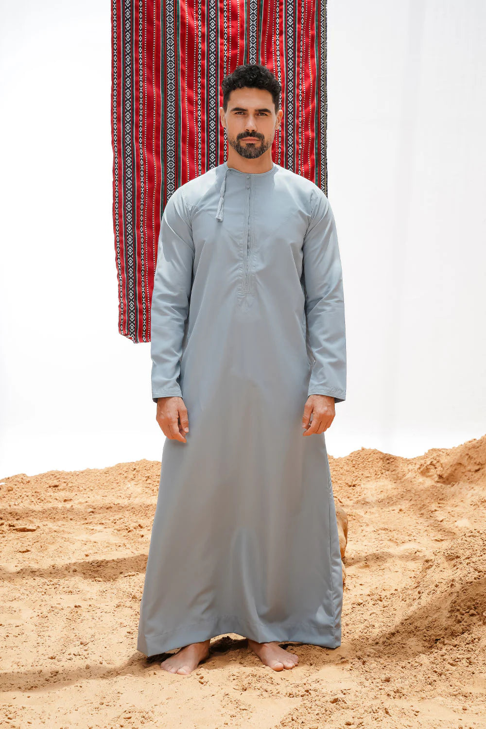 Premium Faris Omani Thobe/Jubba for Men - Duck Egg Blue Traditional Arabic Robe - Perfect for Eid, Weddings & Special Occasions