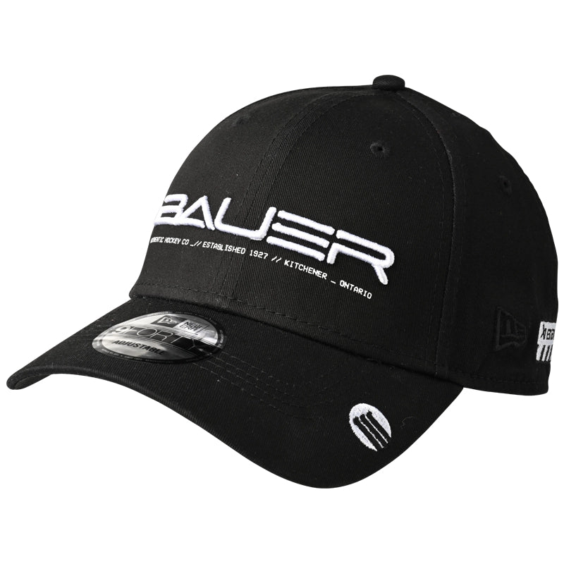 Bauer New Era 9Forty Adjustable Snapback Cap - Black Baseball Hat for Men & Women - Perfect for Sports, Casual Wear & Outdoor Activities