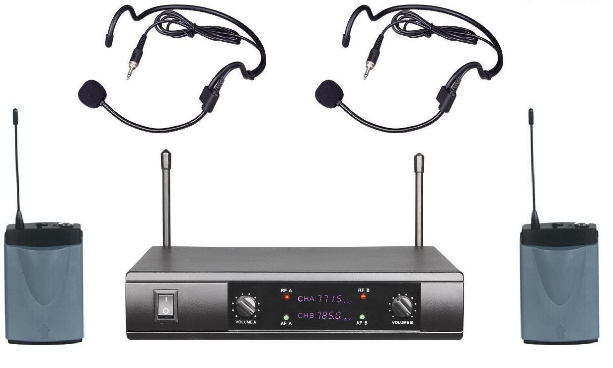 Professional UHF Dual Headset Wireless Microphone System - Ideal for Karaoke, Live Performances, Public Speaking & Broadcasting