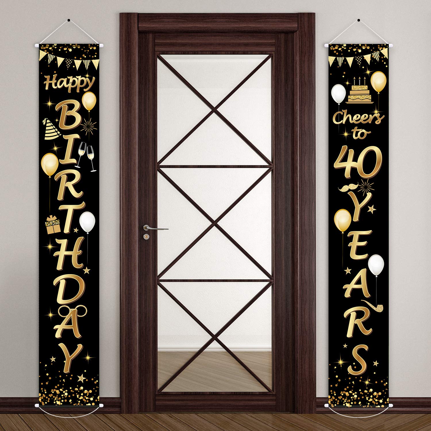2-Piece 40th Birthday Party Decorations Set - Cheers to 40 Years Banner & Welcome Porch Sign - Perfect for Milestone Celebrations, Home Decor & Photo Backdrops