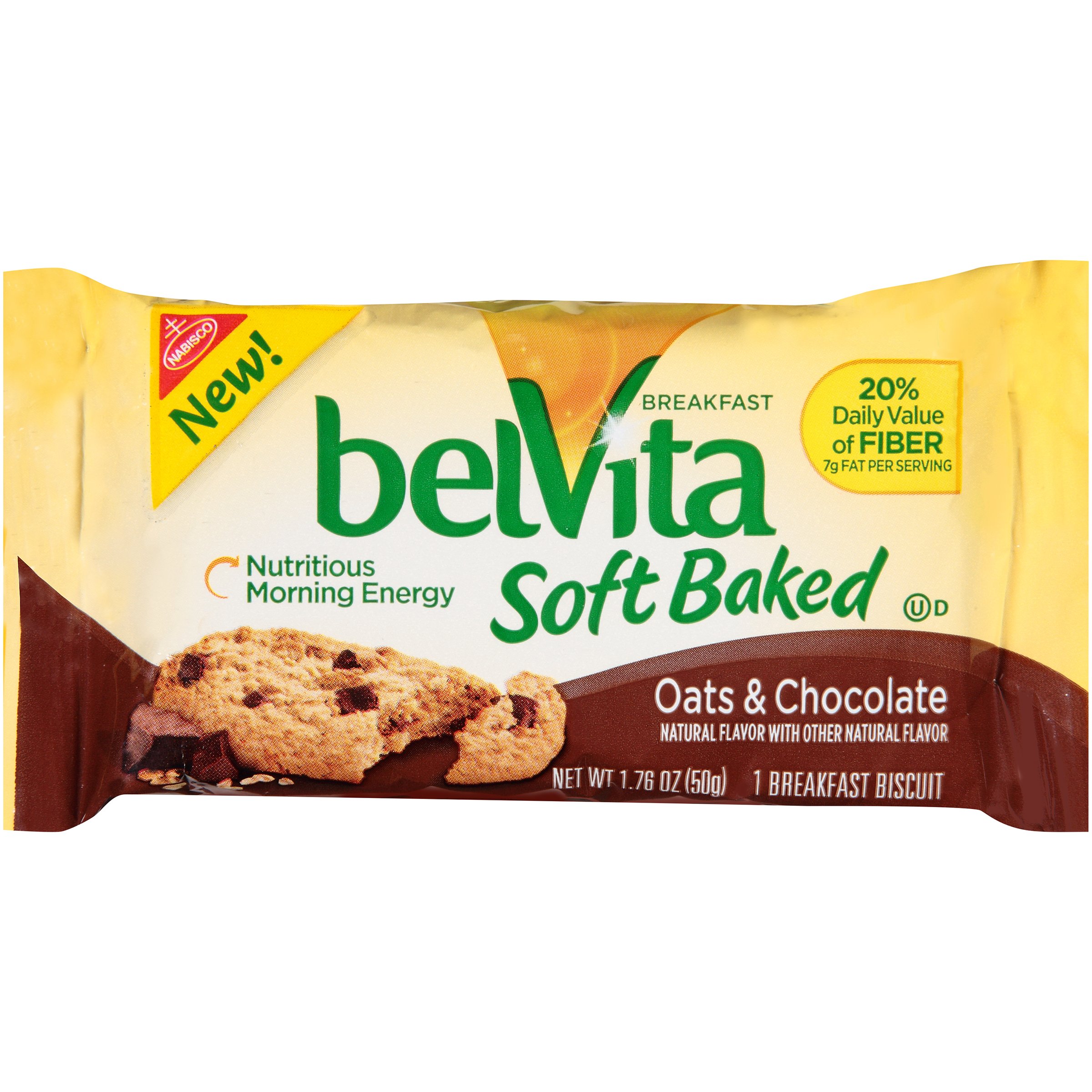 Belvita Soft Baked Breakfast Biscuits - Chocolate Oats Flavor, 1.76oz (64 Pack) | Healthy Morning Snack for On-the-Go, Office & Travel | High Fiber Energy Food for Busy Lifestyles