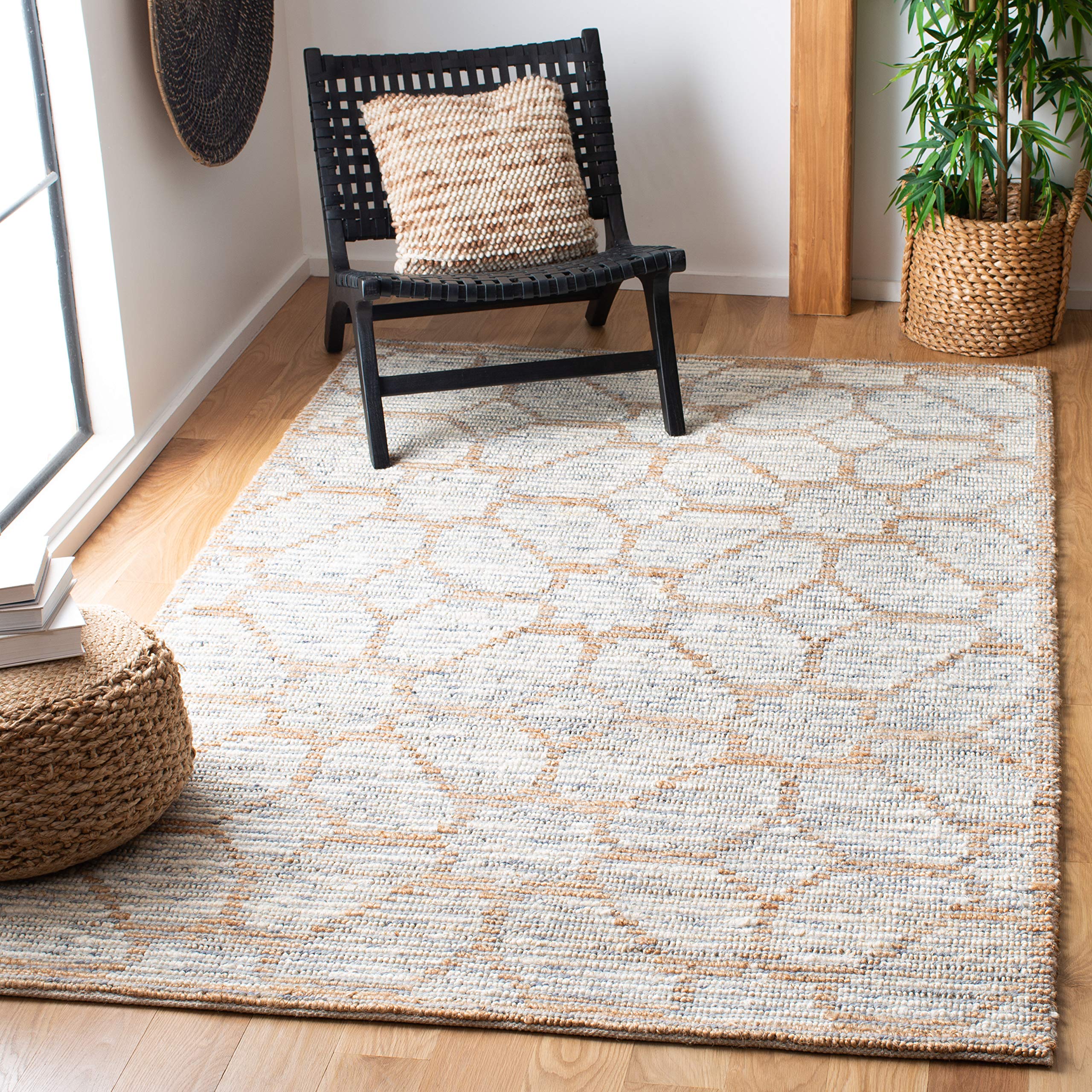 SAFAVIEH Natural Fiber Collection Handmade Woven Wool & Jute Area Rug - 8' x 10', Sage Green (NF218B) - Durable Floor Covering for High Traffic Living Room, Bedroom, Office & Entryway