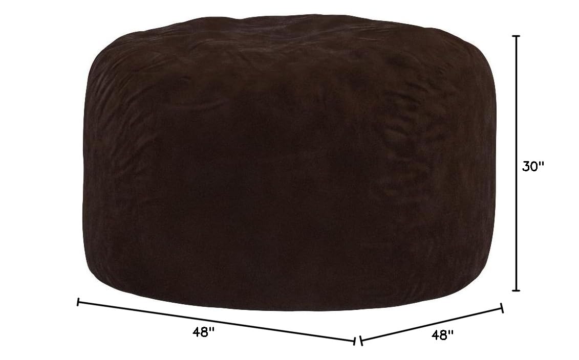 Chill Sack 4' Giant Memory Foam Bean Bag Chair - Soft Microfiber Cover with Brown Furry Finish - Large Comfortable Sofa Alternative for Living Room, Game Room & Dorm