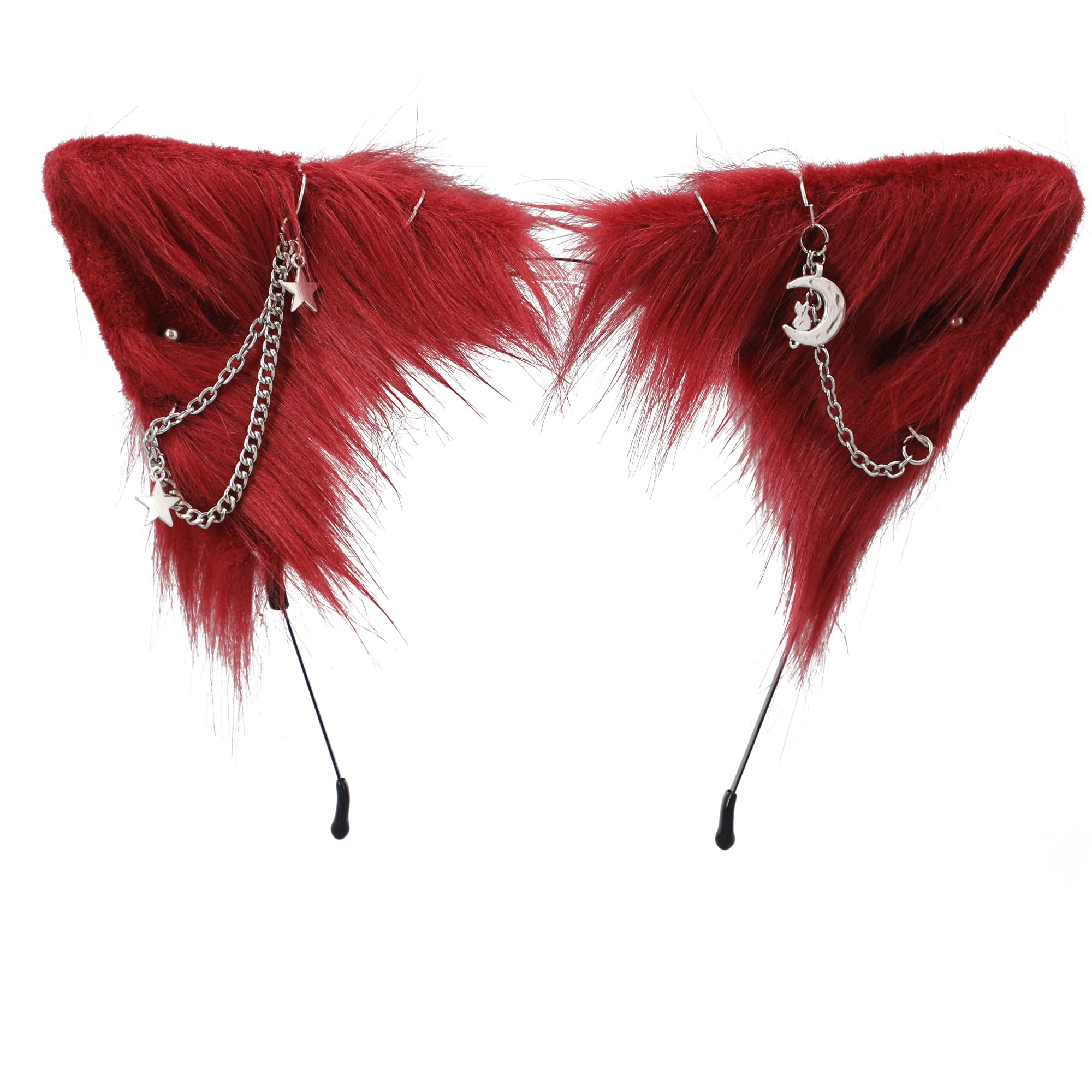 VIGVAN Punk Gothic Cat Ears Headband - Black Cross Cat Cosplay Accessories for Halloween, Anime Conventions & Gothic Fashion