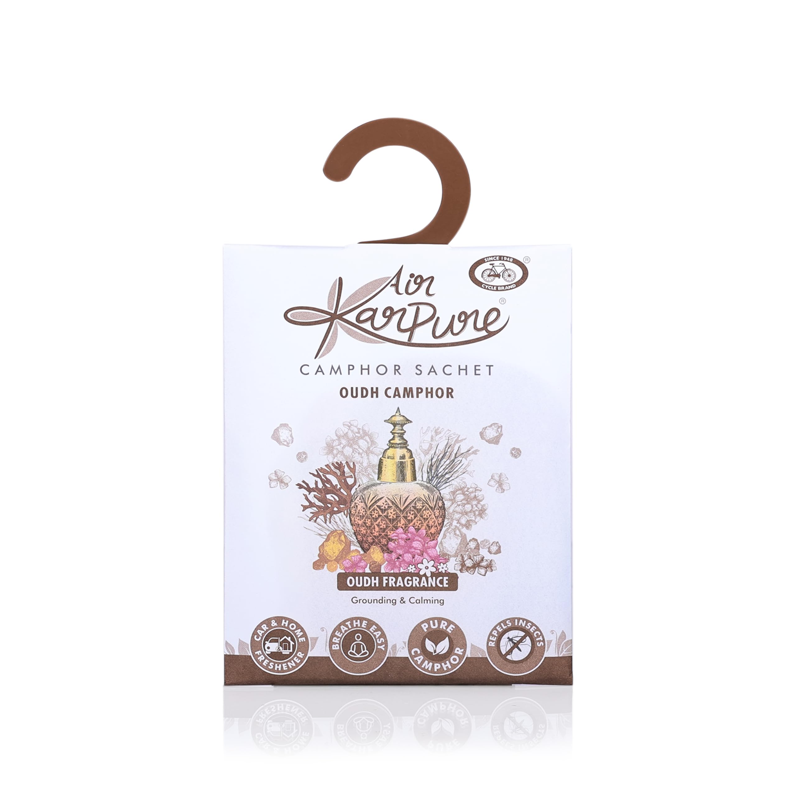 Cycle Pure Karpure Camphor Sachet - Pack of 3 | Long-Lasting Air Freshener for Bathroom, Toilet, Closet, Home & Office | Oudh, Citrus & Original Camphor Fragrance | Each Sachet Lasts 30 Days | Perfect for Odor Control in Small Spaces & Aromatherapy