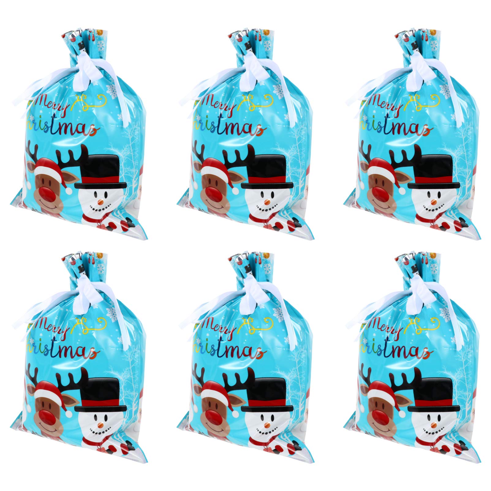 DOITOOL 6Pcs Extra Large Christmas Gift Bags - Santa Claus Holiday Party Favor Sacks for Kids, Drawstring Treat Bags for Xmas Presents, Stocking Stuffers & Festive Gift Wrapping - Perfect for Christmas Parties, School Events & Holiday Gatherings