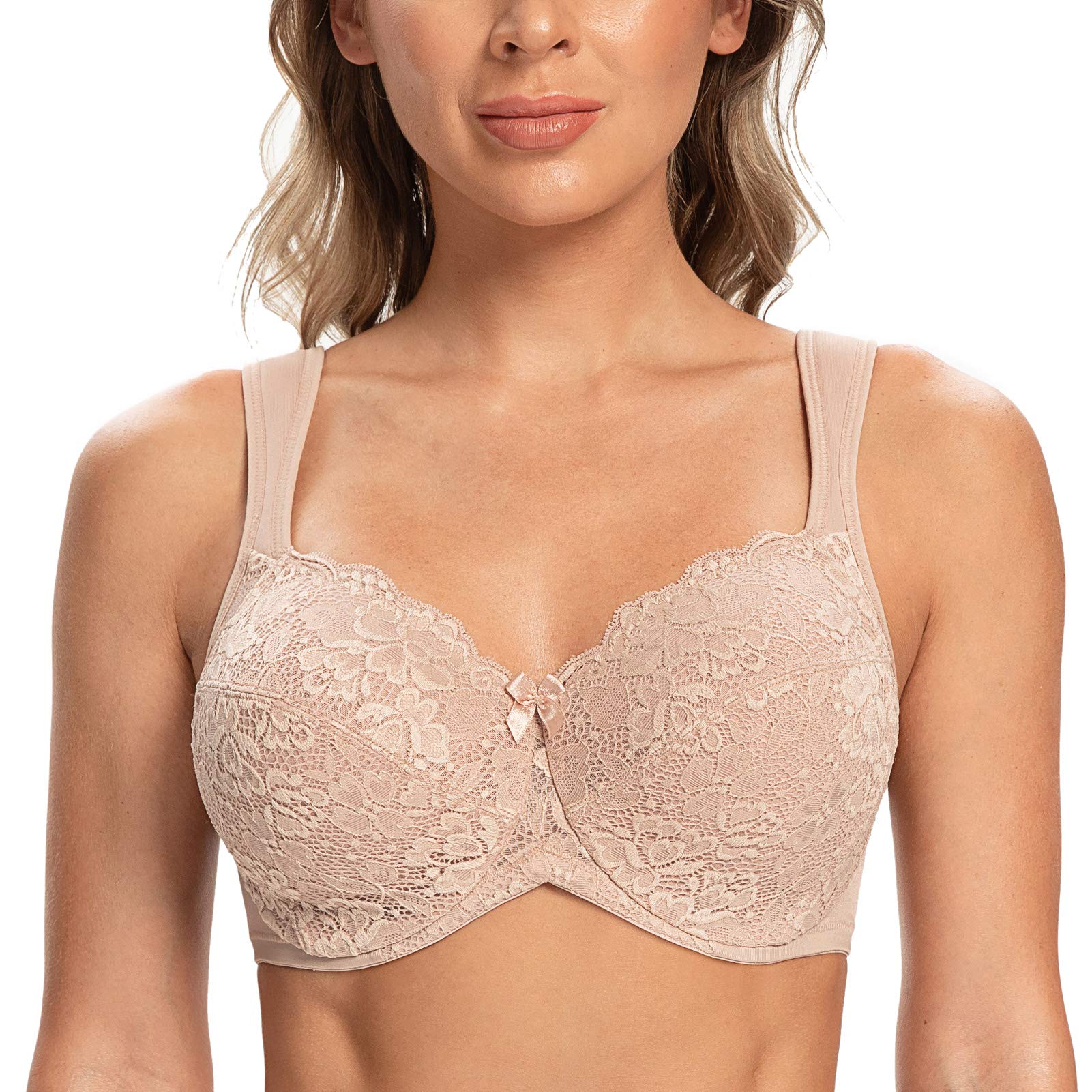 CASOLACE Women's Full Coverage Plus Size Lace Seamless Underwire Minimizer Bra - Comfortable Support for Everyday Wear, Work & Special Occasions