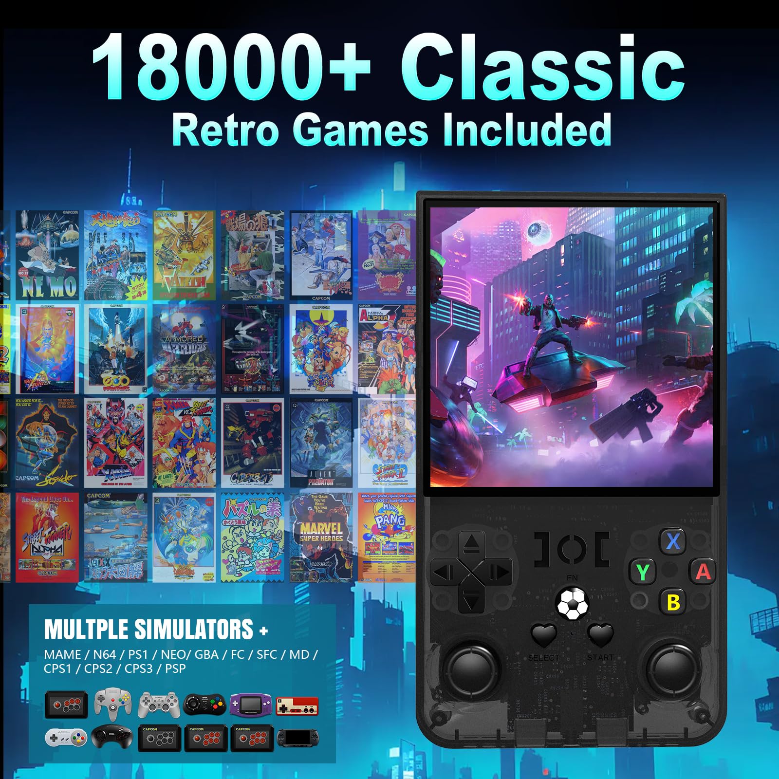 R36MAX Retro Handheld Game Console - 4.0 Inch IPS Screen, Linux System with 64GB TF Card, Built-in 18000+ Classic Games, Portable Gaming Device for Adults with 4000mAh Battery (Black) | Perfect for Travel, Commuting & Nostalgic Gaming Experience