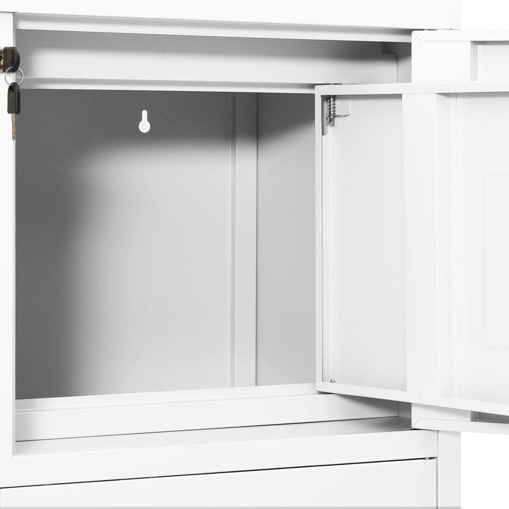 Space Saving White Steel Locked Base Cabinet Organizer - 35.4