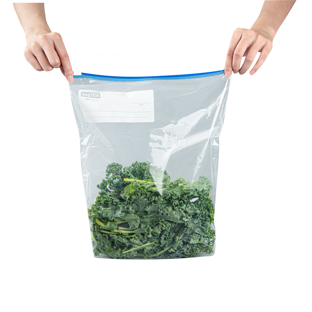 BPA-Free 2 Gallon Clear Plastic Slider Freezer Bags with Expandable Bottom & Write-On Labels - 25 Count Box (13x5x15 inches) - Perfect for Meal Prep, Freezing & Food Storage