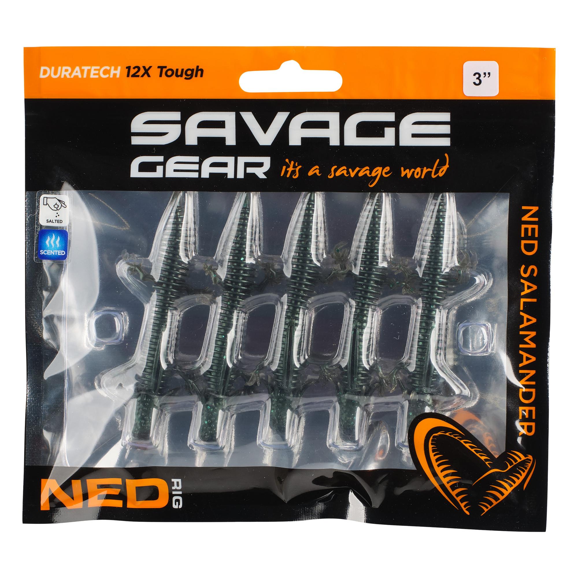 Savage Gear 3 Ned Salamander Soft Plastic Bait 5-Pack - Perfect for Bass Fishing in Lakes and Rivers