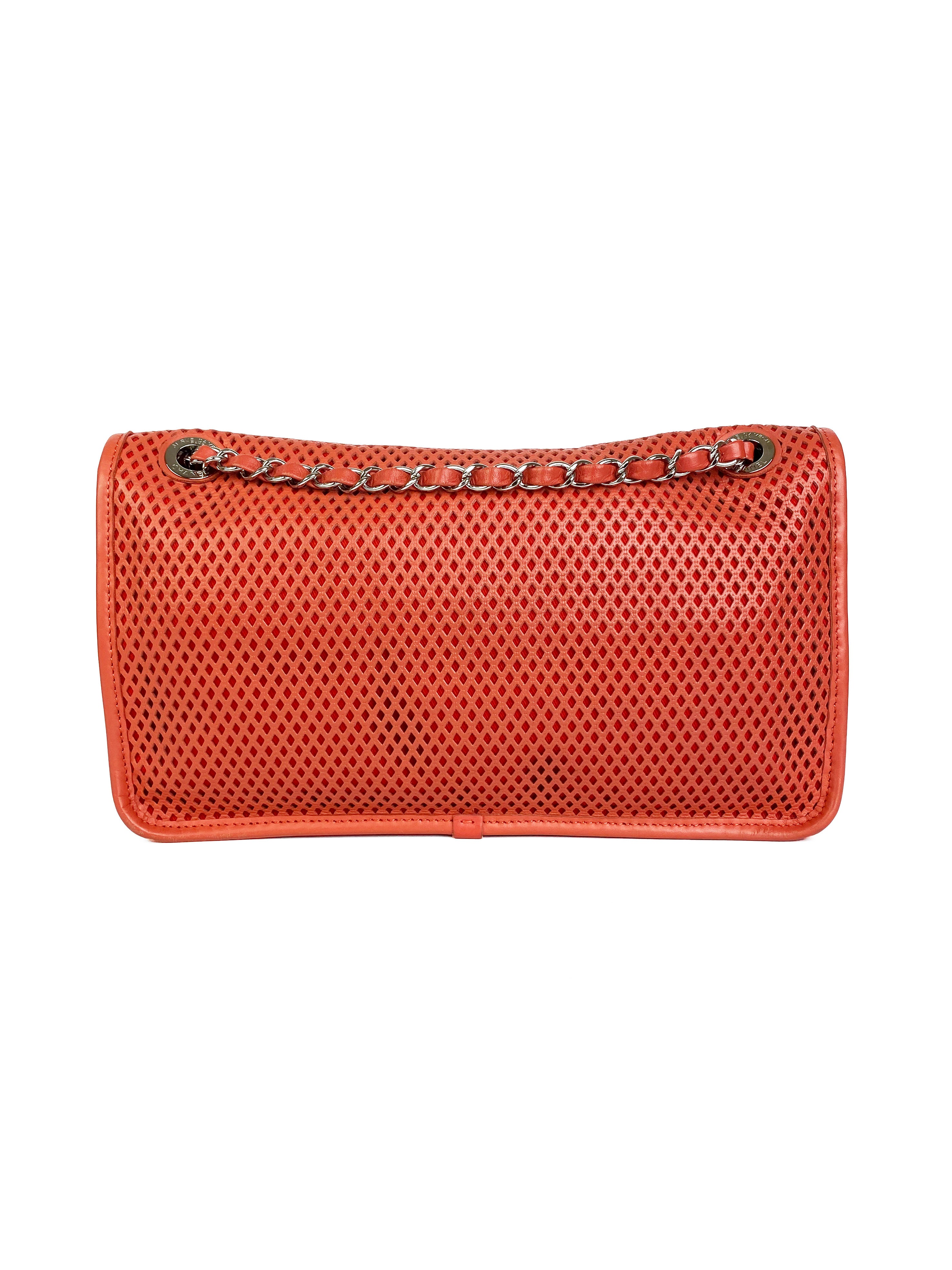 Chanel Medium Peach Perforated Classic Flap Bag - Luxury Designer Handbag for Women, Perfect for Parties, Weddings & Everyday Elegance