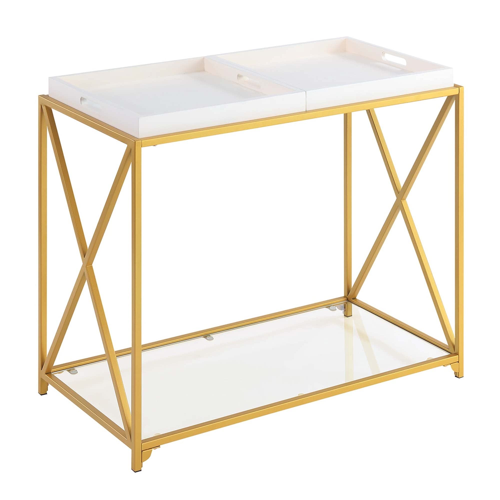Ergode St. Andrews Console Table with Shelf and Removable Trays - Entryway Hallway Sofa Table for Living Room, Bedroom & Office Decor