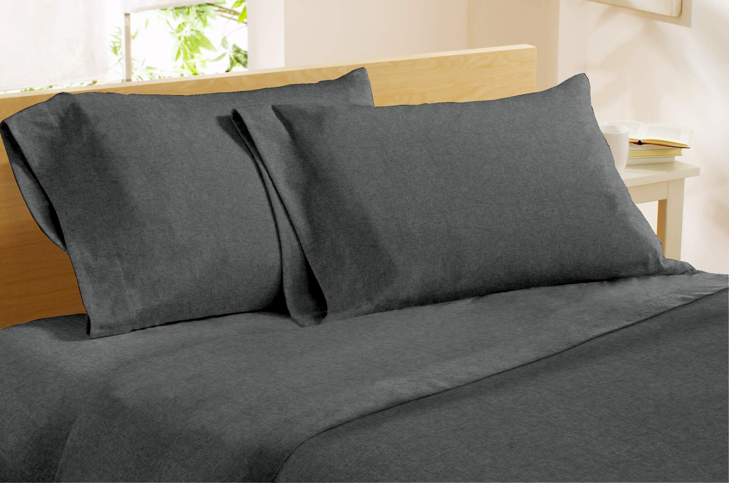 Premium German Flannel Sheets & Pillowcases Set - 4 Piece Full Size Bedding in Charcoal Grey | Ultra Soft & Warm for Winter | Perfect for Cozy Nights & Guest Room Comfort