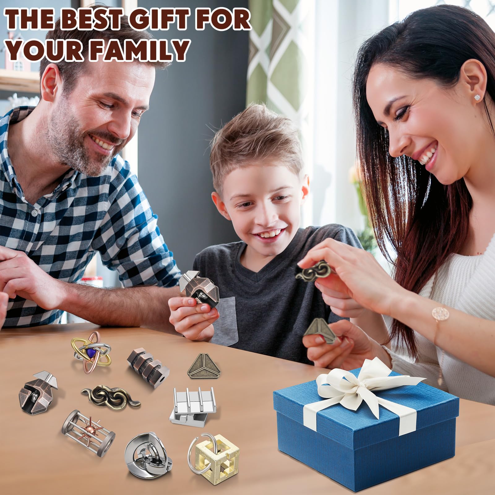 9-Piece Metal Brain Teaser Puzzle Set - 3D Steel Interlocking IQ Logic Games for Adults | Mind Challenge & Educational Toys | Perfect for Office Stress Relief, Party Games & Cognitive Training (Magic Style)