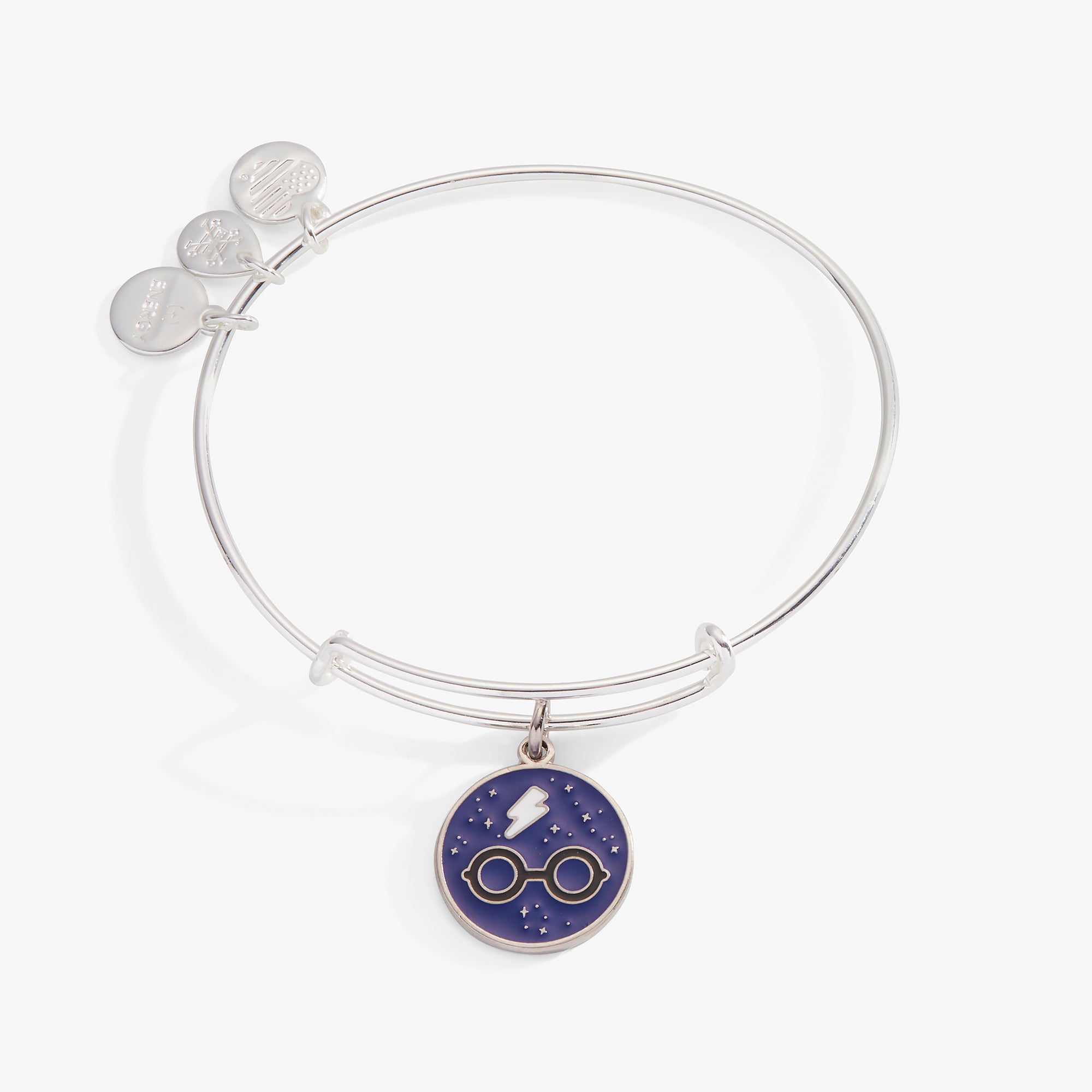 Harry Potter™ Lightning Bolt & Glasses Charm Bangle Bracelet - Official Wizarding World Jewelry for Fans - Perfect for Cosplay, Gift Giving & Harry Potter Themed Parties