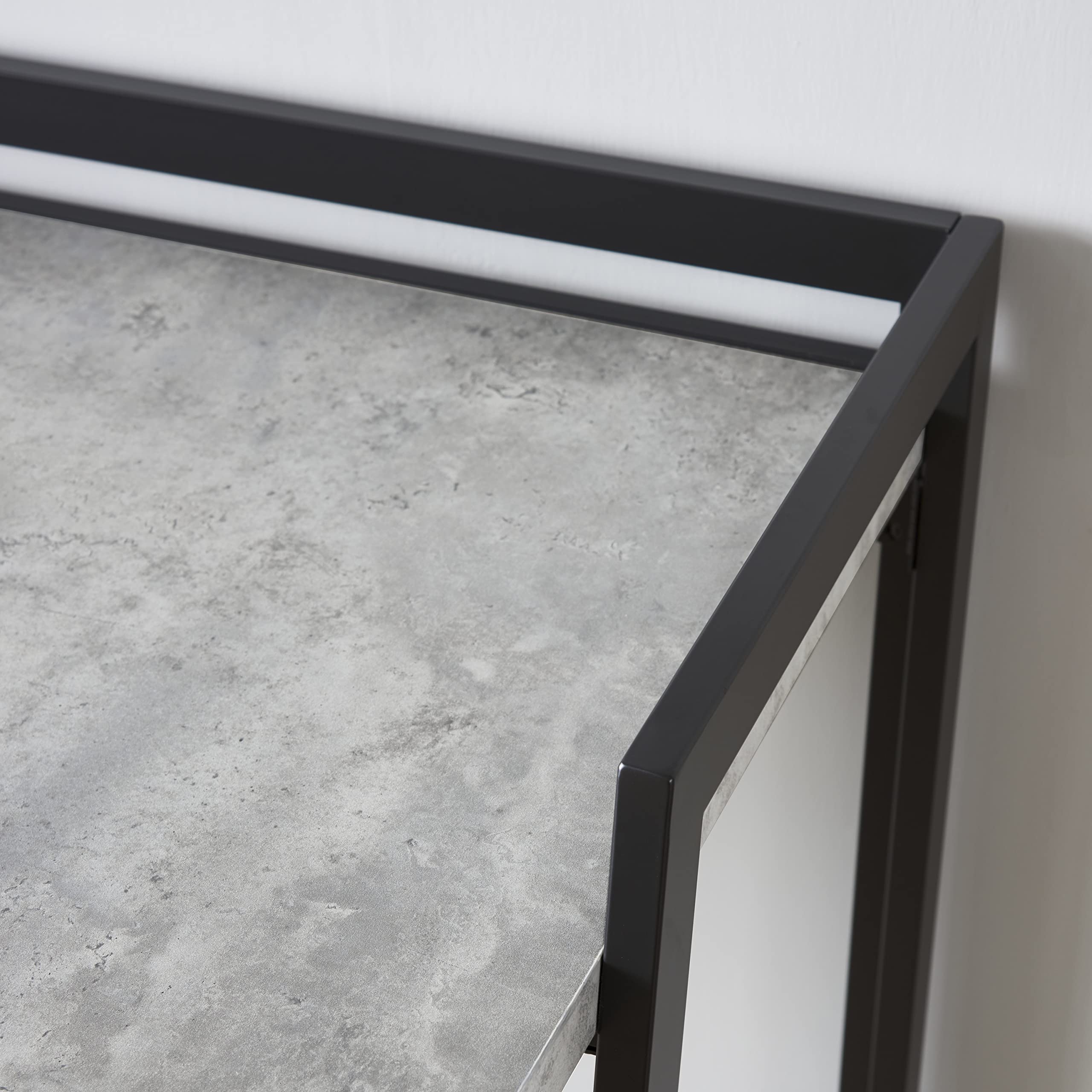 Leick Home 70004-CCGM Modern Mixed Metal and Wood Desk with Concrete Top & Gunmetal Frame - Perfect for Home Office, Study Room or Workspace