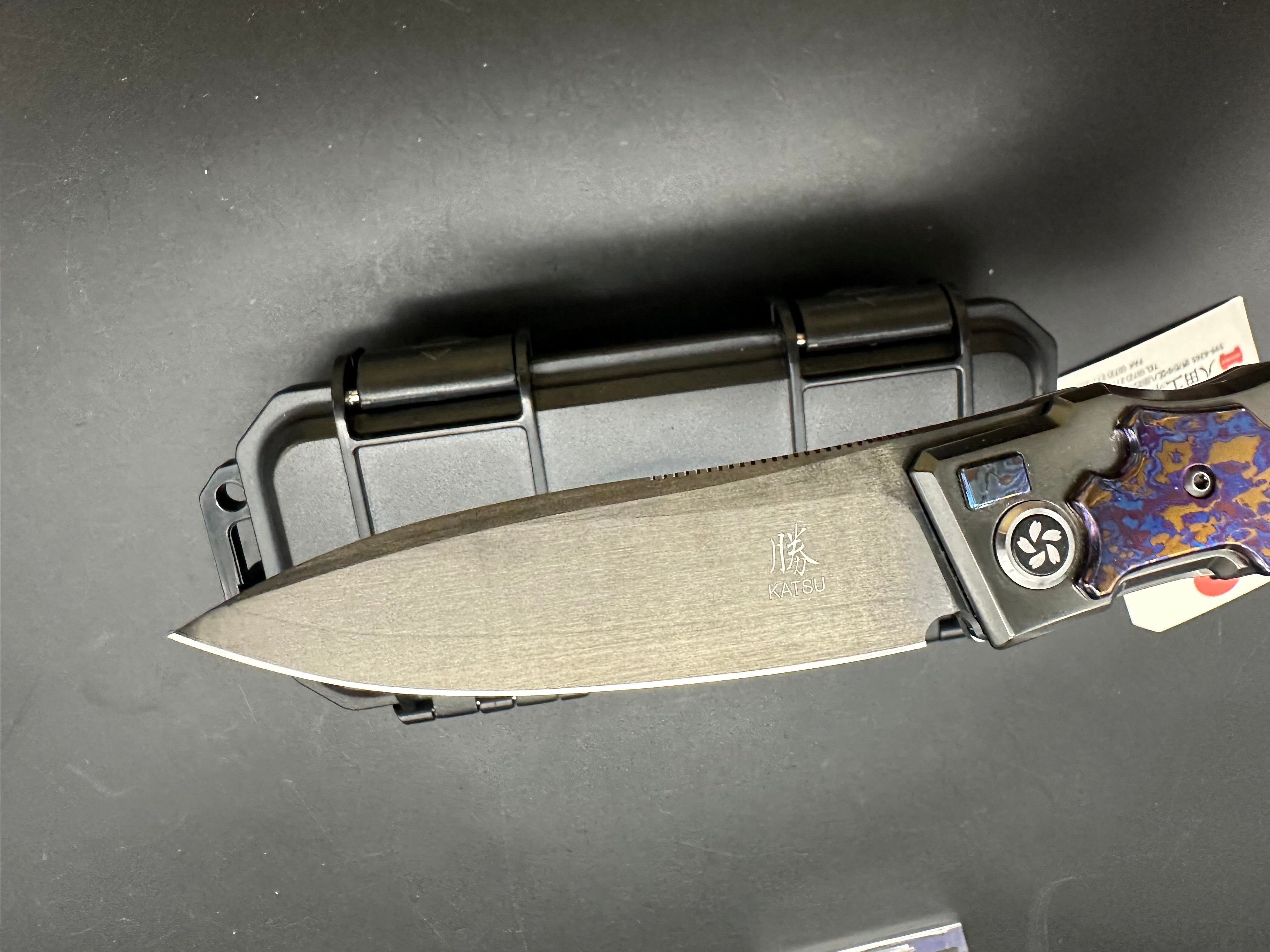 Premium KATSU KS T1 Folding Knife - Zirconium & Titanium Alloy Handle with Timascus Overlay, DLC Coated ZDP-189 Super Steel Blade - EDC, Outdoor, Camping & Survival Tool