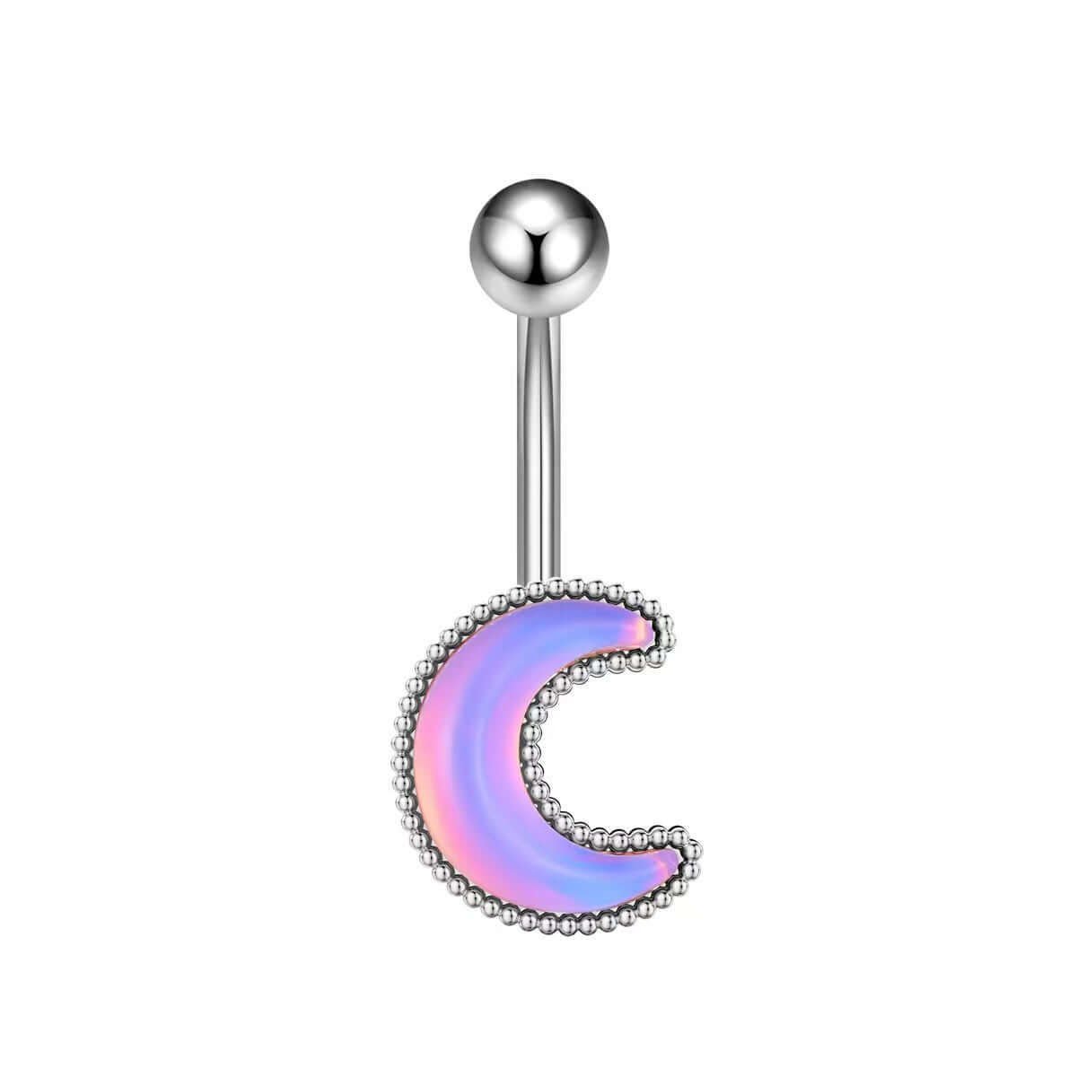 Glow in the Dark Belly Button Rings - Moon Star Design | Body Jewelry for Women | Perfect for Night Parties, Raves & Unique Fashion Looks