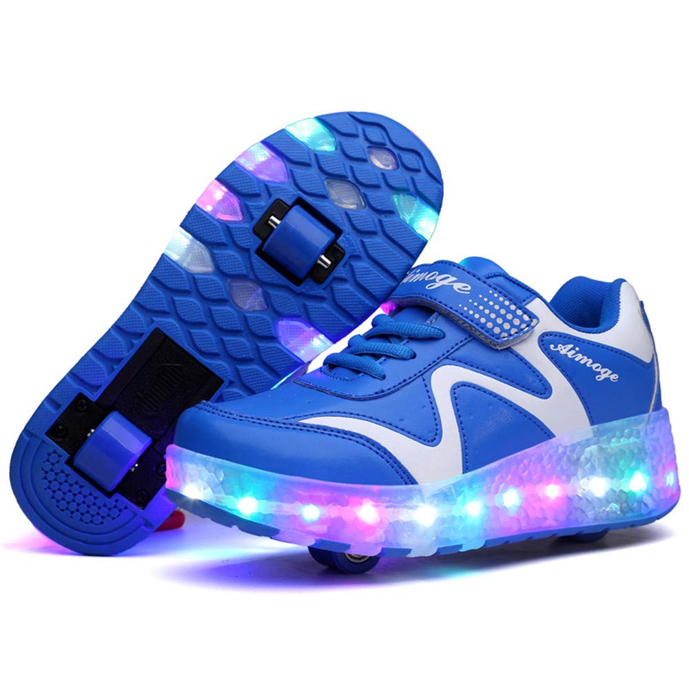 ZJDU LED Roller Shoes for Kids - Rechargeable Light Up Skates with Double Wheels for Boys & Girls | Fun Outdoor Activities, Birthday Gifts, and Roller Skating Practice