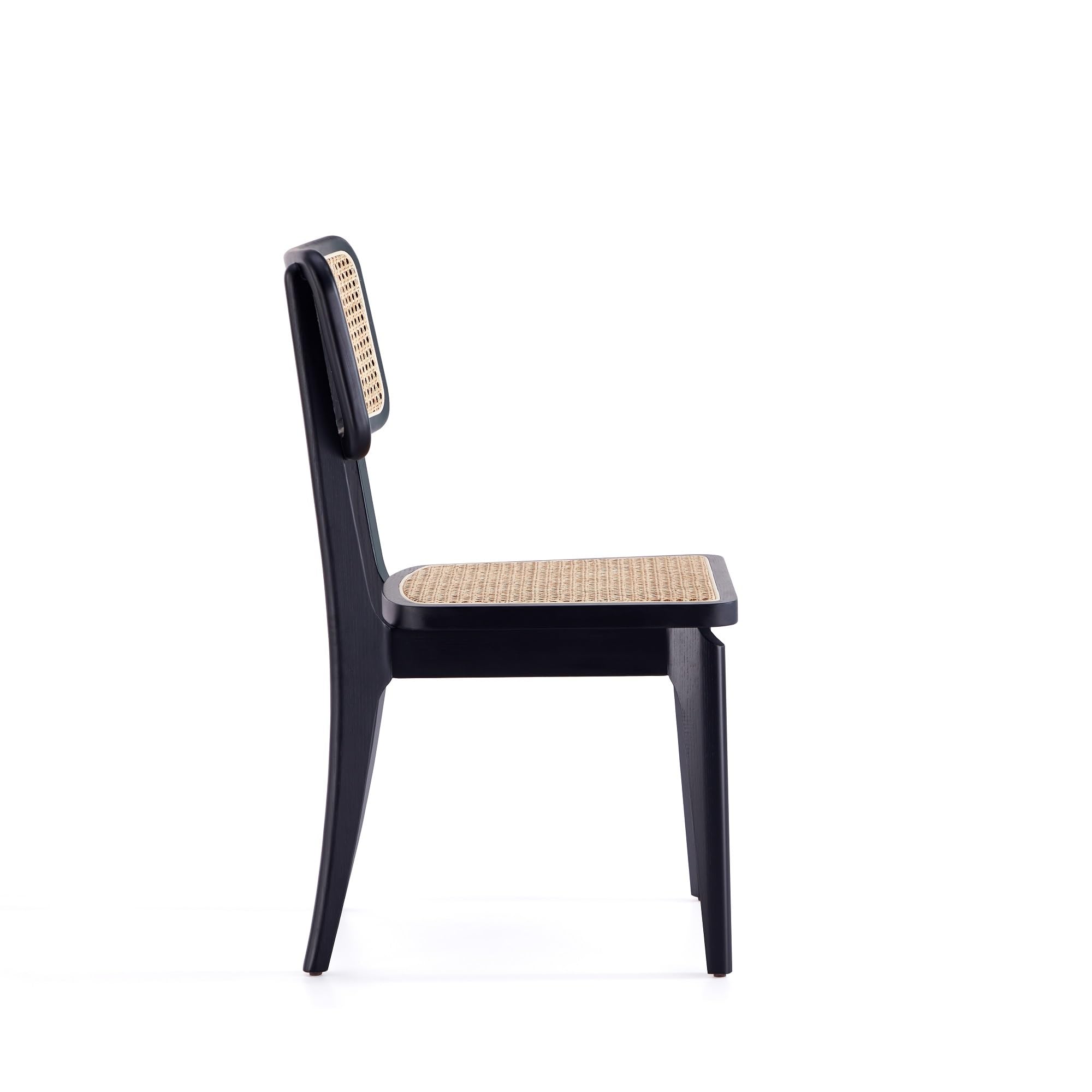 Giverny Rattan Wicker Cane Outdoor Dining Chairs Set of 4 - Black & Natural Cane Side Chairs for Patio, Restaurant, Bistro, Cafe, Pub & Indoor Dining Room - Weather-Resistant Rattan Furniture for Outdoor Entertaining & Al Fresco Dining