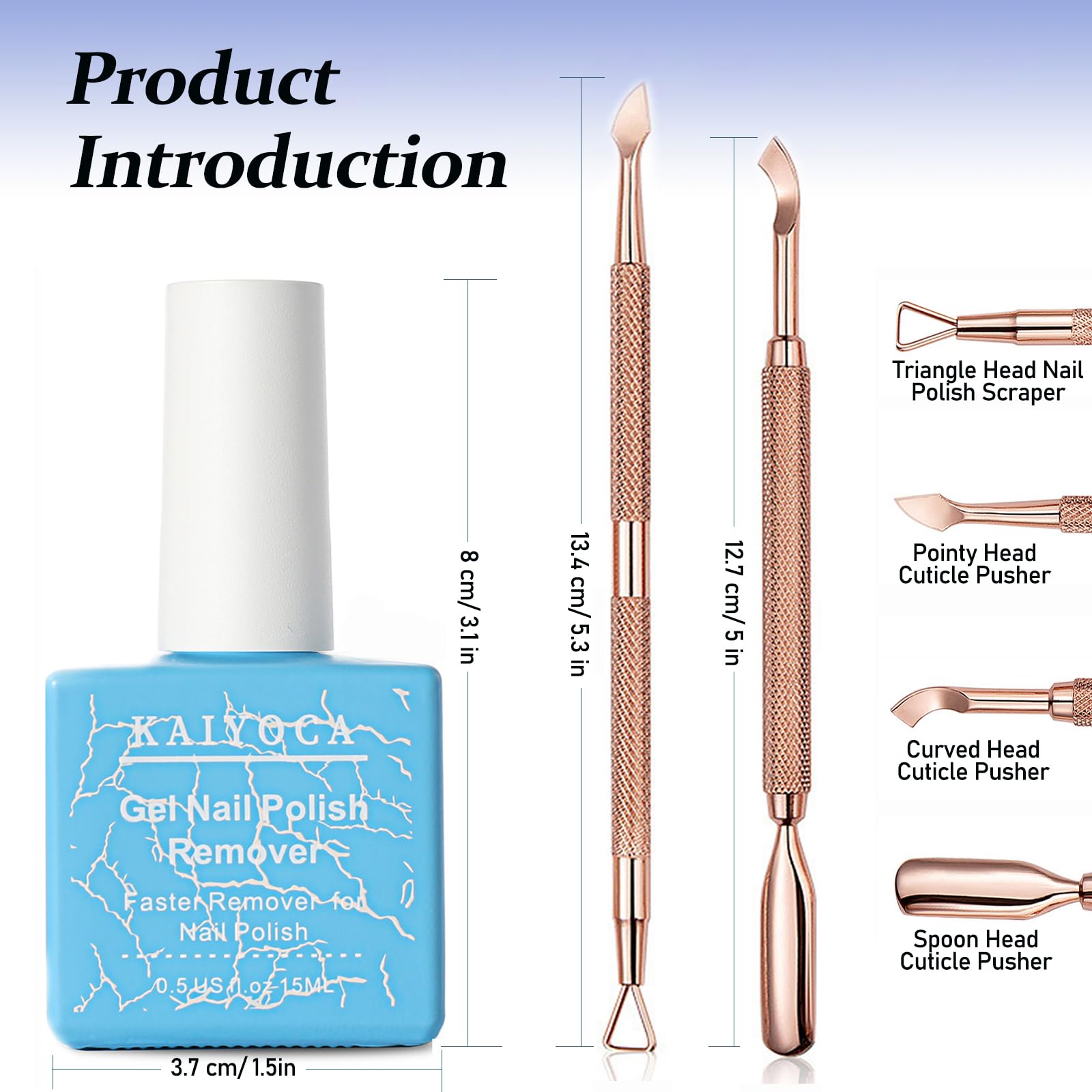 Gel Nail Polish Remover Kit with Cuticle Pusher & Nail Scraper - Non-Irritating, Fast-Acting Formula, No Foil or Soaking Required - Perfect for At-Home Manicures & Salon-Quality Nail Care