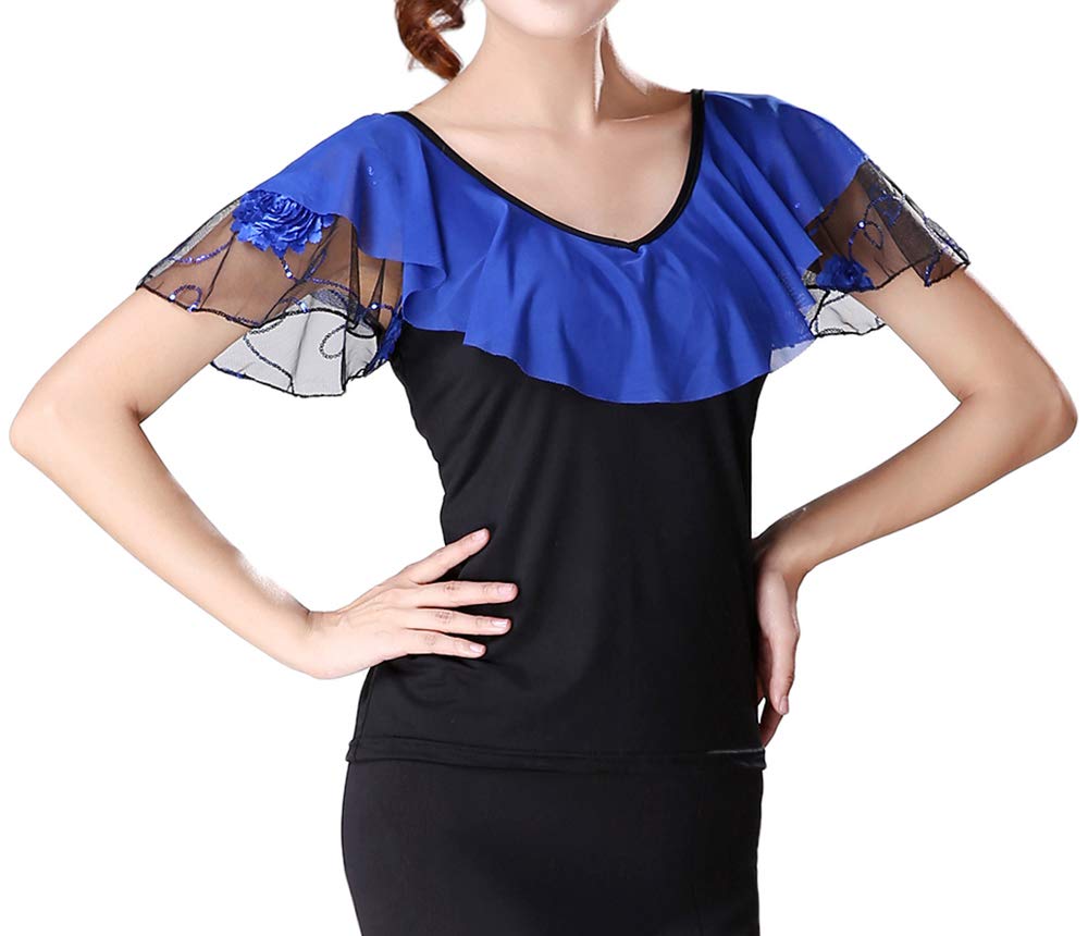 Elegant White Ballroom Latin Square Dance Performance Top - Modern Dance Costume Shirt for Women - Perfect for Competitions, Shows & Practice