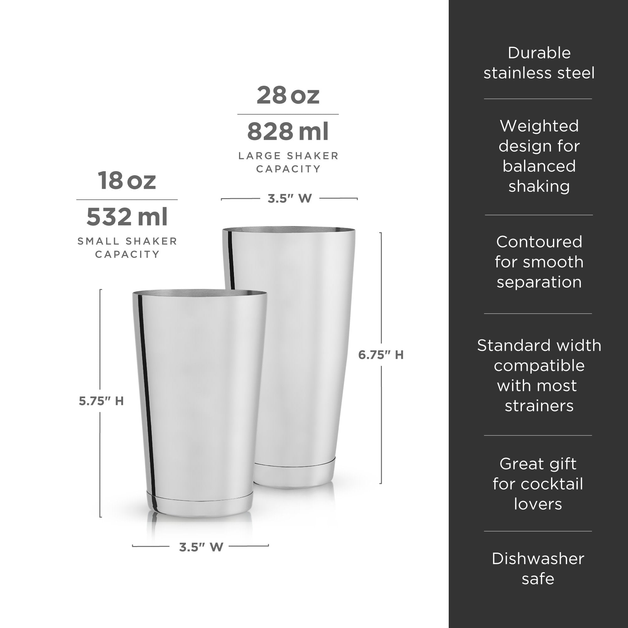 Premium Stainless Steel Boston Shaker Cocktail Set - Bar Mixing Tins for Professional Bartenders & Home Use - Perfect for Margaritas, Martinis & Craft Cocktails