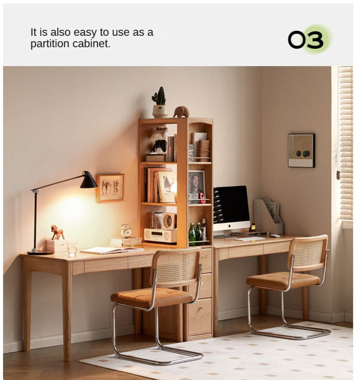 Modern Oak Solid Wood Bookcase for Study - Stylish & Durable Home Office Bookshelf - Perfect for Organizing Books, Decor & Office Supplies