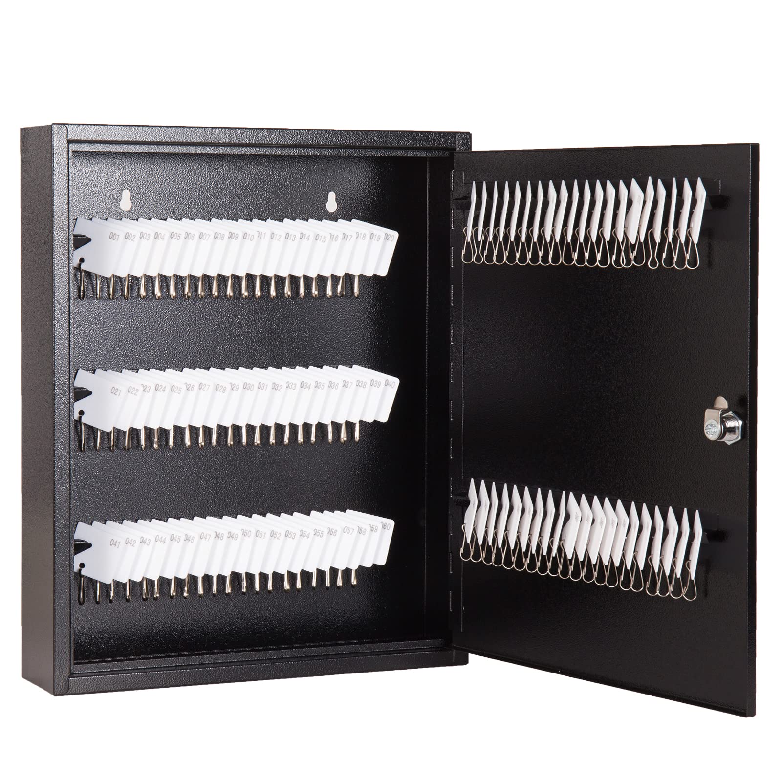 UMEKEN 100-Position Wall Mount Key Cabinet - Metal Key Organizer Lock Box with Key Tags, Black (14