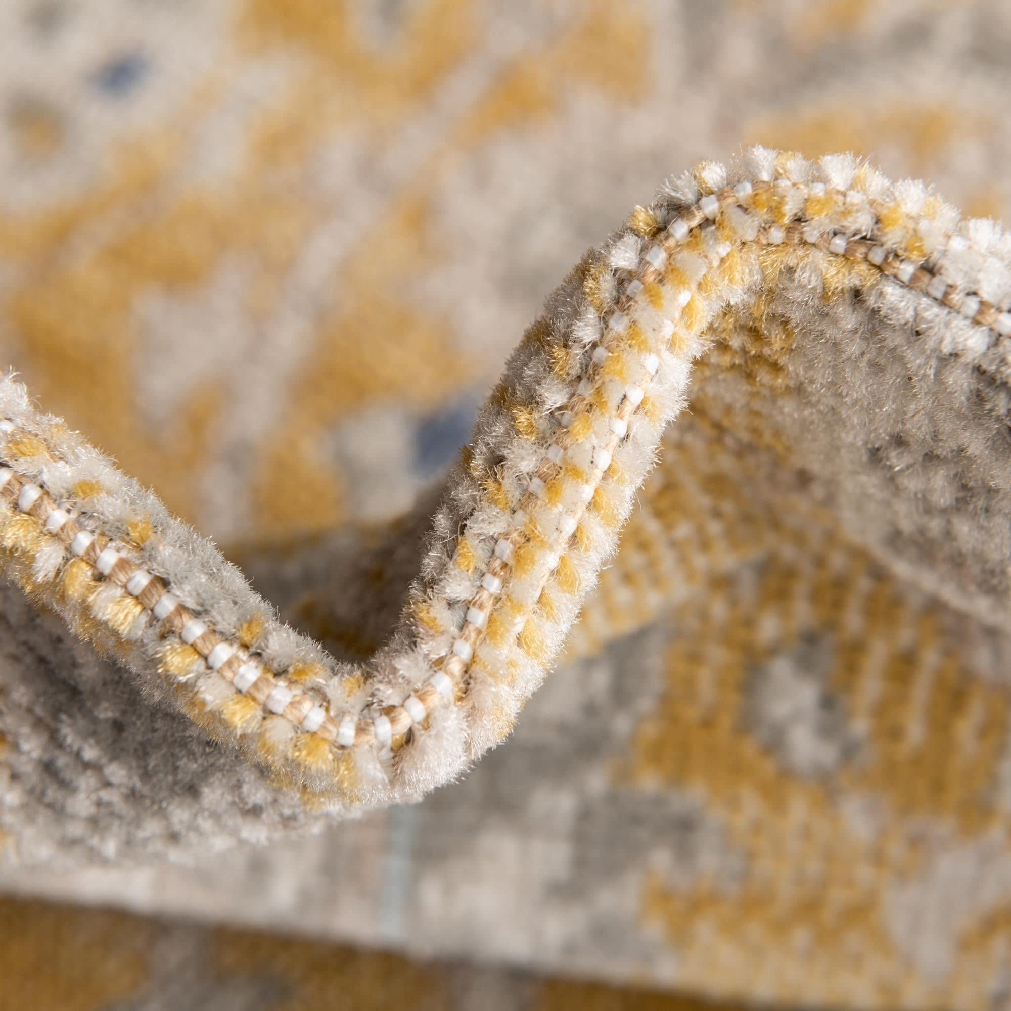 Unique Loom Whitney Collection Traditional Border Round Area Rug 5' x 5' - Tuscan Yellow | Non-Slip Living Room Rug for Bedroom, Dining Room & Home Decor