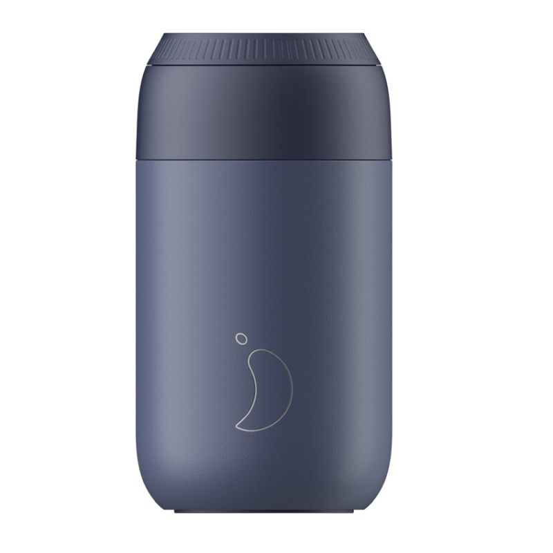 Chilly's Series 2 Reusable Stainless Steel Coffee Cup 340ml (12oz) - Insulated Travel Mug, Whale Blue - Perfect for Hot & Cold Drinks, Office, Commuting & Outdoor Activities
