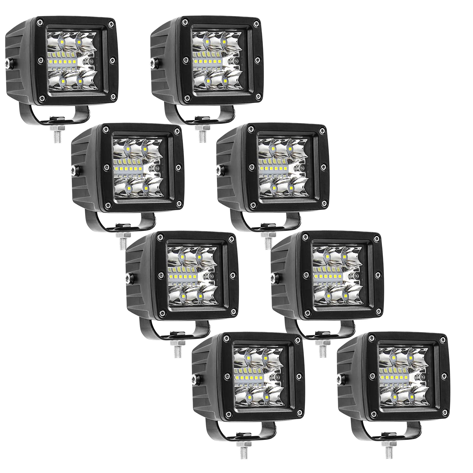 8PCS LED Light Pods - AAIWA 3 Inch 36W LED Cube Light Bar, Spot Flood Combo Off-Road Lights for Trucks, Pickups, RZR, ATV, UTE, UTV - Perfect for Night Driving, Camping & Outdoor Adventures