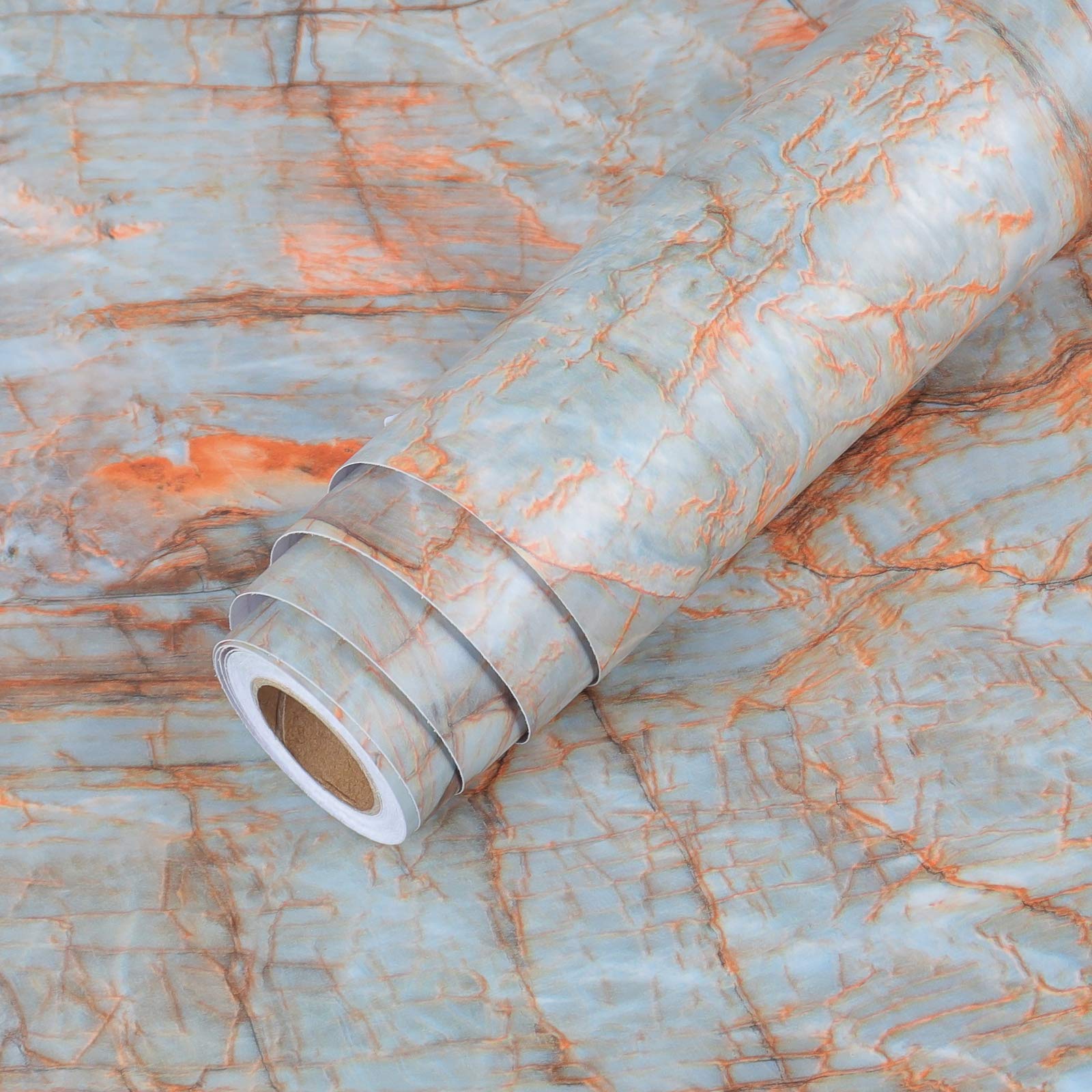 LACHEERY Thick Cyan Blue Marble Contact Paper - 15.5