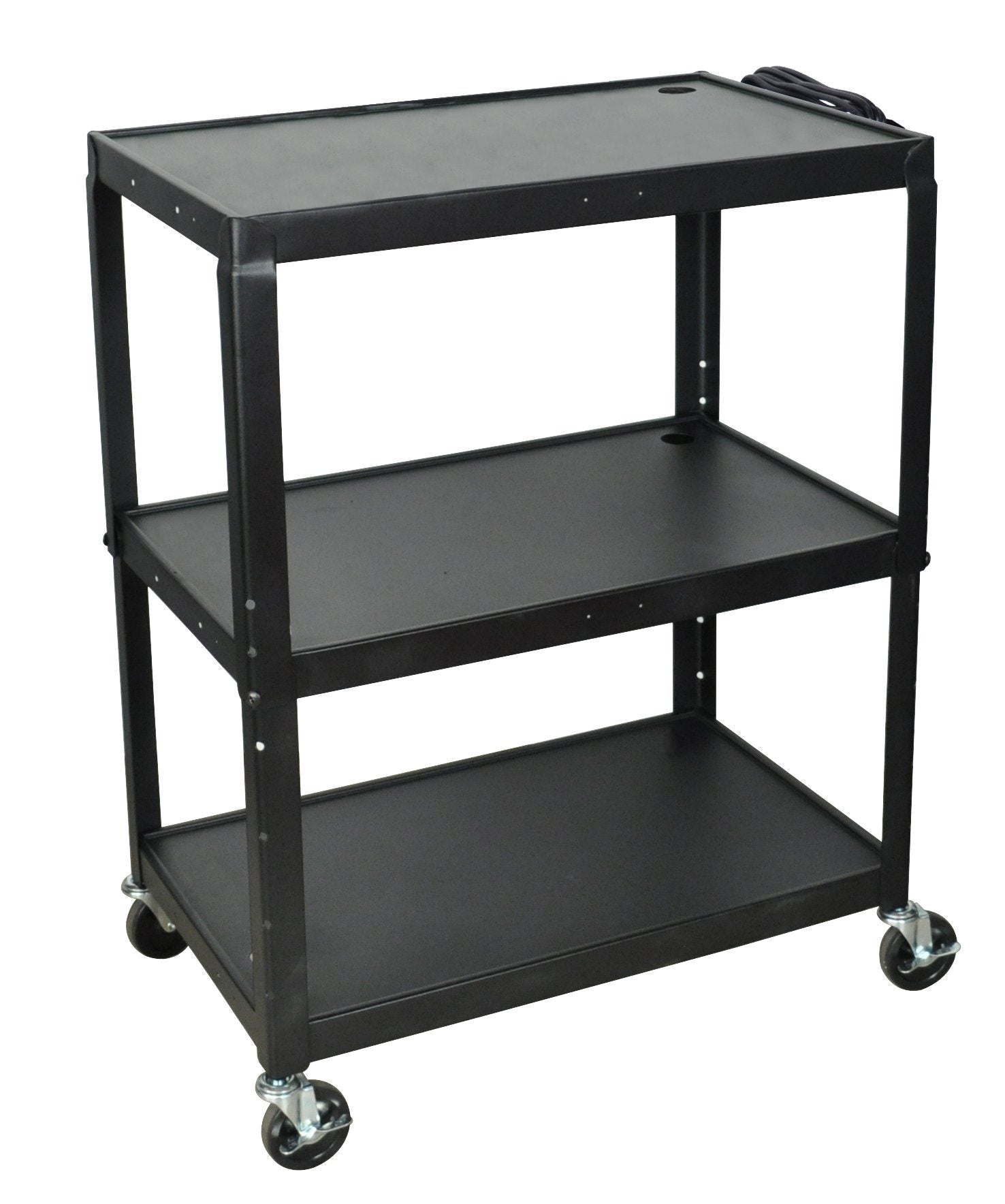 Luxor Extra Wide Adjustable Height Steel A/V Cart - Mobile Media Stand for Classrooms, Offices & Home Theaters