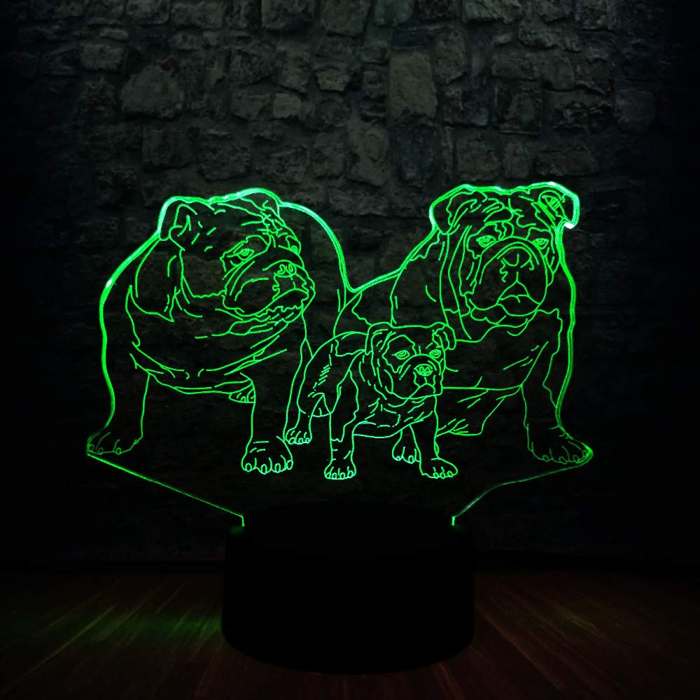 3D French Bulldog Night Light - Touch Switch LED Table Lamp with 7 Color Changing Modes, Optical Illusion Decor for Kids Room, Birthday Gift, Christmas Home Decor, Desk & Bedside Lighting
