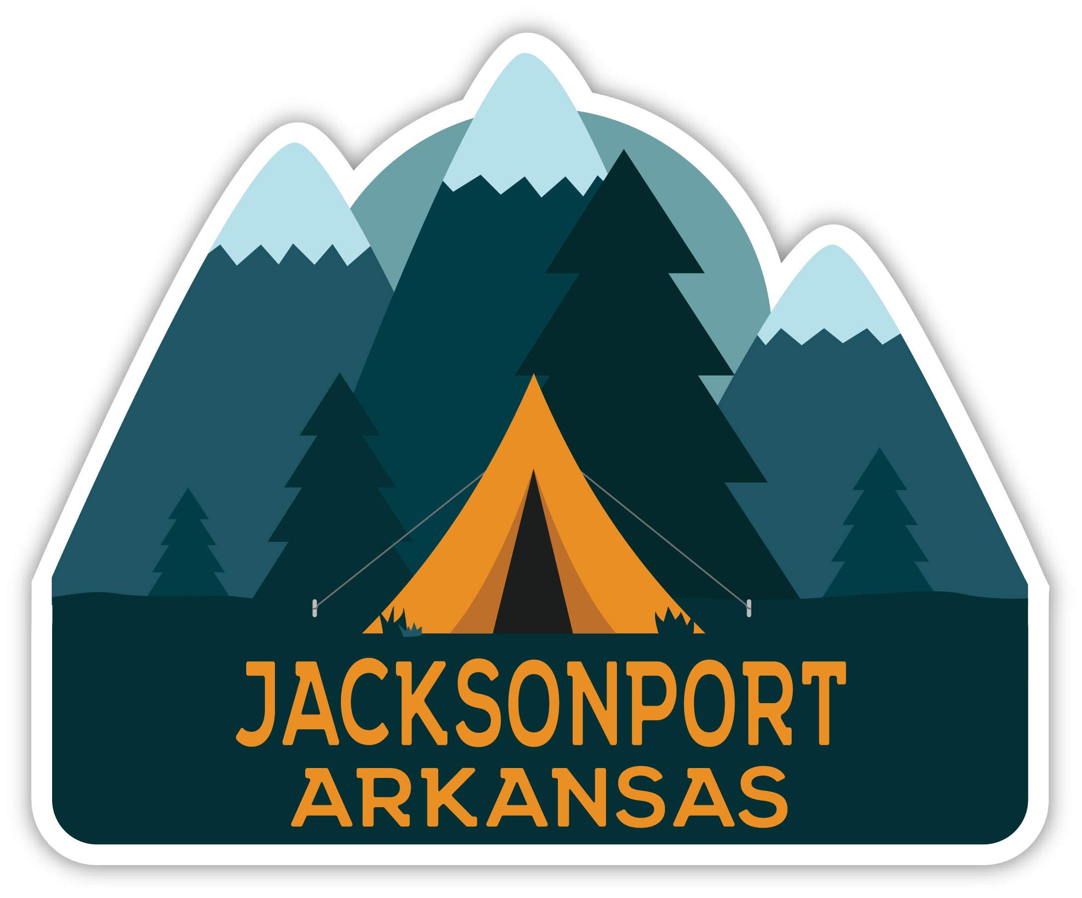 Jacksonport Arkansas Souvenir - 2-Inch Vinyl Decal Sticker with Camping Tent Design - Perfect for Laptops, Water Bottles & Outdoor Gear