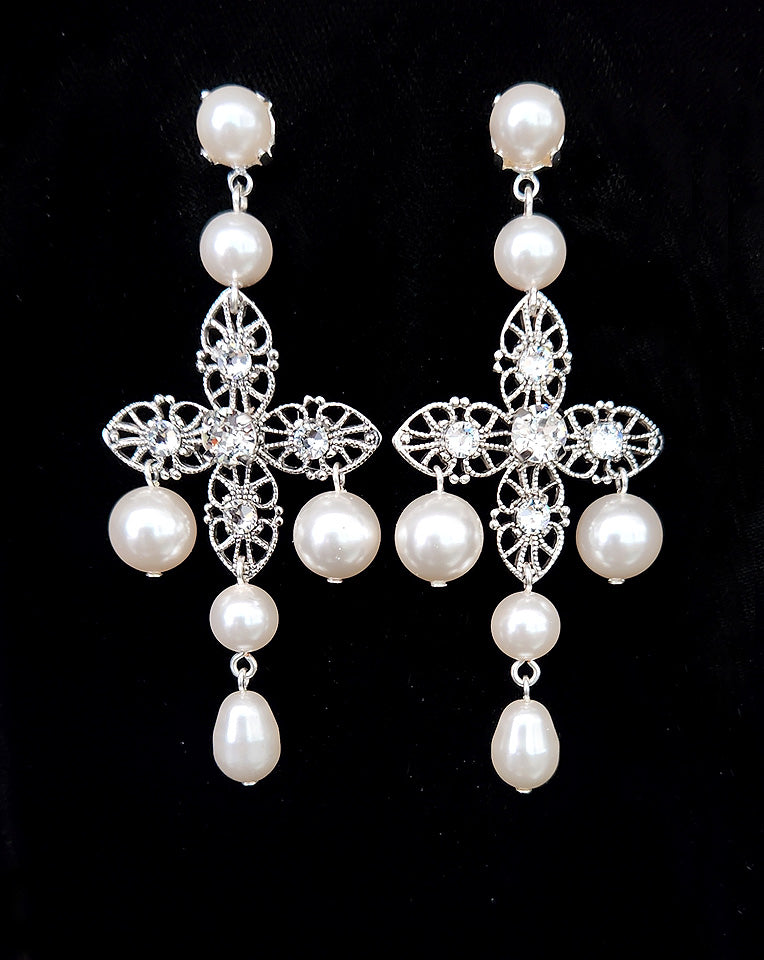Elegant Pearl Chandelier Bridal Earrings - Vintage Statement Jewelry by Kezani | Perfect for Weddings, Prom & Special Occasions