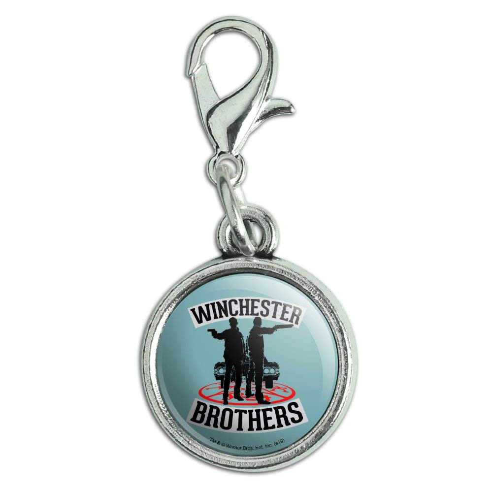 Supernatural Winchester Brothers Antique Bracelet Pendant - Vintage Zipper Pull Charm with Lobster Clasp - Perfect for Cosplay, TV Show Fans & Jewelry Collectors