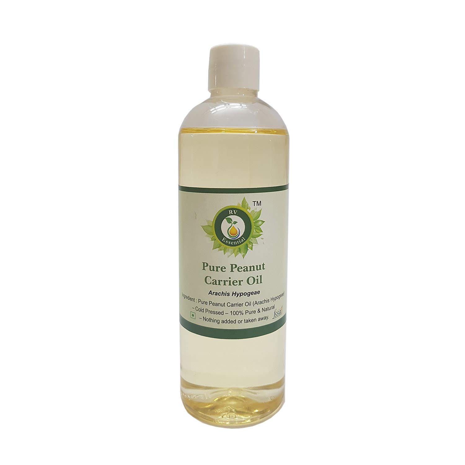 Organic Cold Pressed Peanut Oil 100% Pure Natural Unrefined for Hair, Skin, Face & Body Care | Cooking & Massage Oil | 3.38oz (100ml) by R V Essential | Perfect for DIY Beauty Recipes & Healthy Cooking