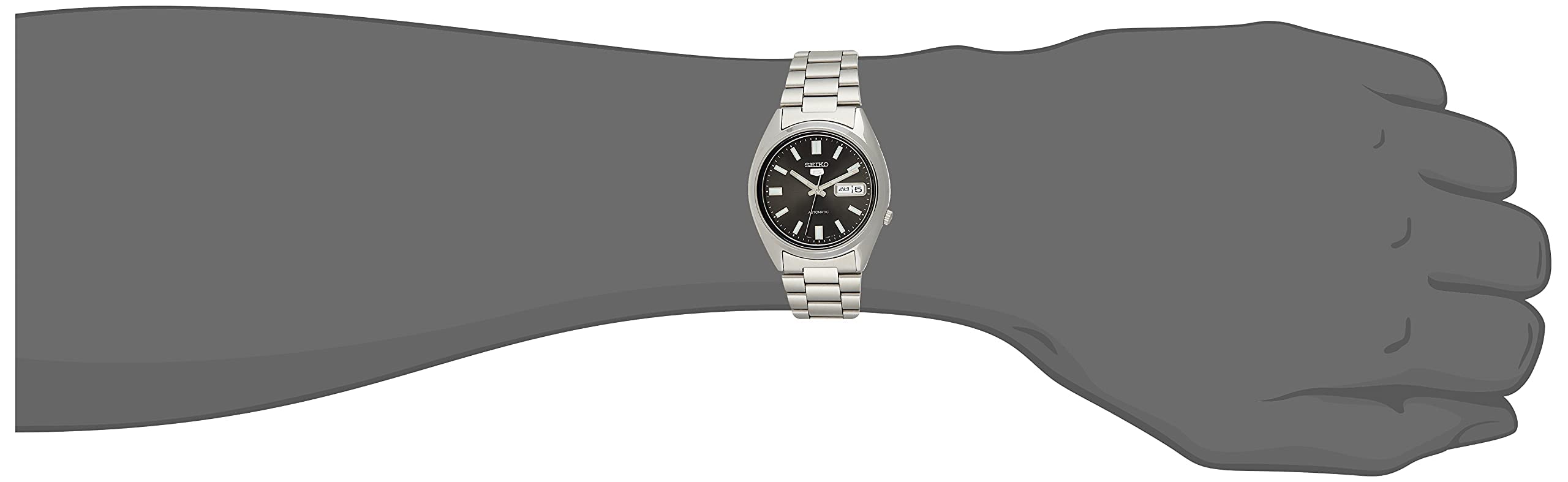 Seiko 5 Automatic Men's Watch - Stainless Steel Case & Bracelet, Day-Date Display, Water Resistant - Perfect for Business, Casual Wear & Outdoor Activities