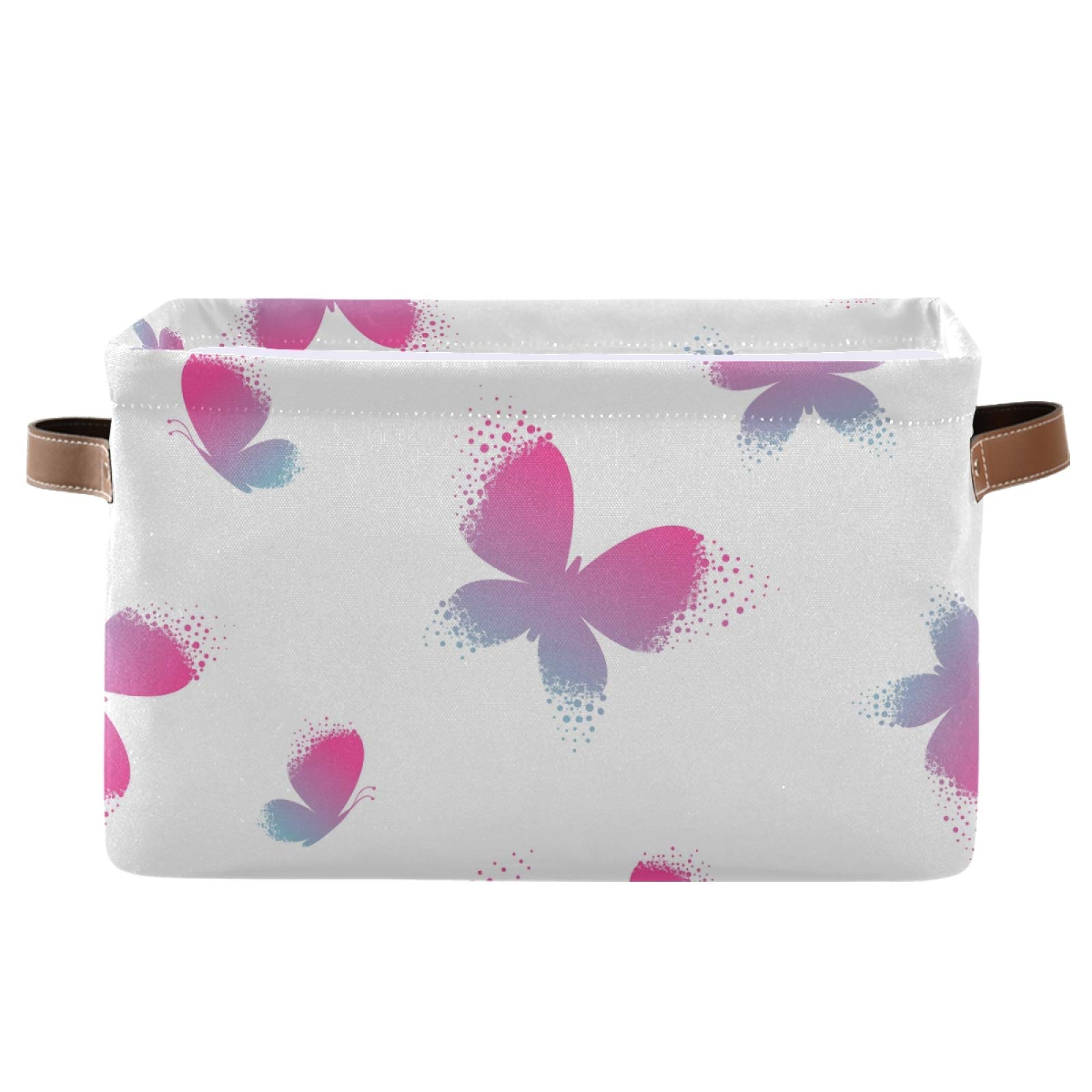 HANZHY Large Fabric Storage Bins with Butterfly Pattern - Foldable Closet Organizer with Handles for Clothes, Toys, Blankets & Home Organization | Perfect for Bedroom, Nursery & Closet Storage Solutions