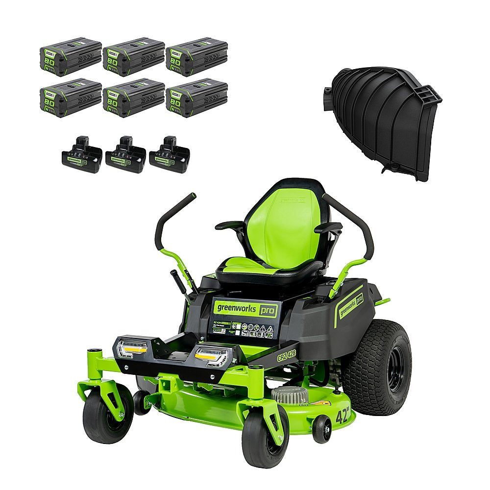 80V 42-Inch Cordless Battery Zero Turn Lawn Mower with 6 x 4Ah Batteries & 3 Dual Port Turbo Chargers - Perfect for Large Yard Landscaping and Commercial Lawn Care