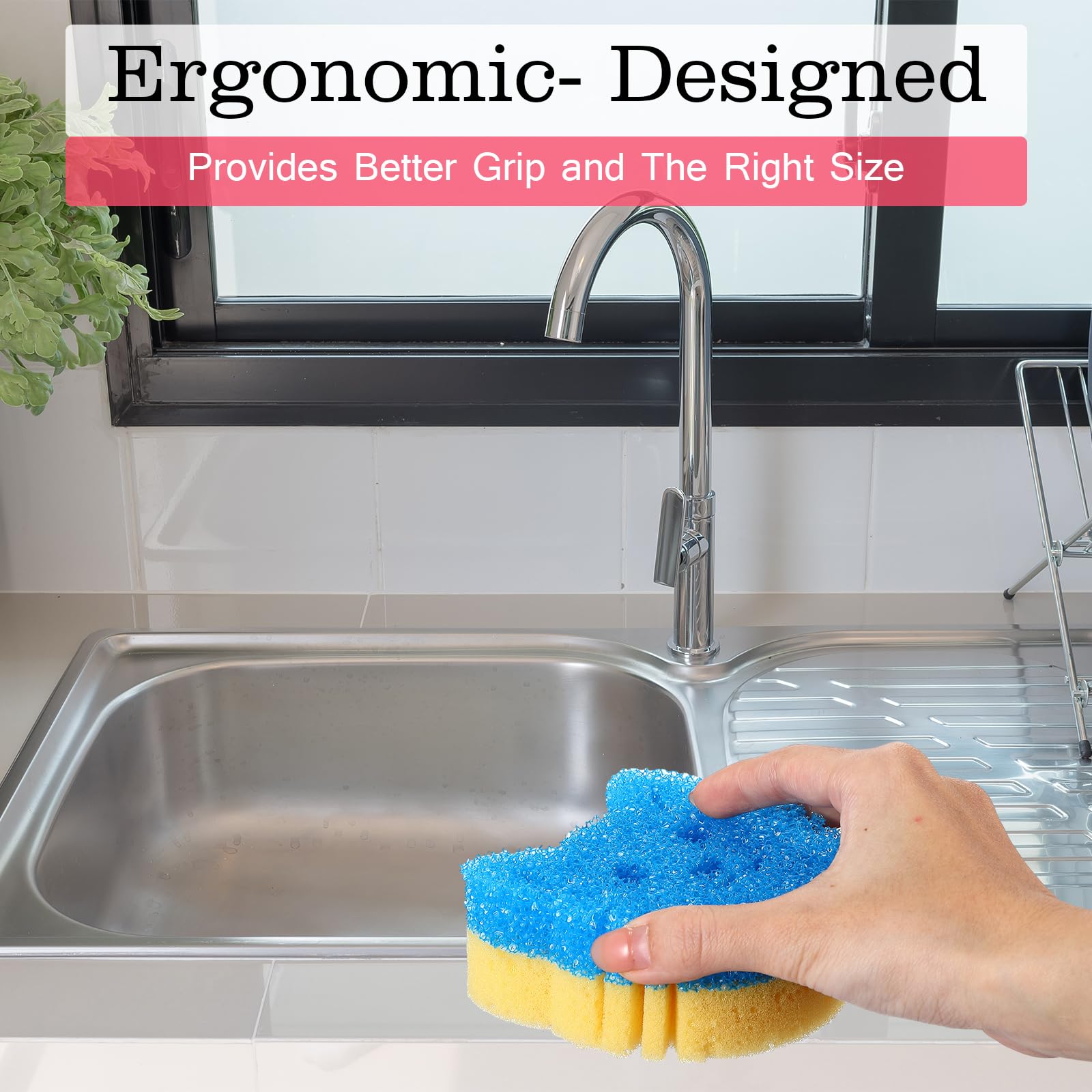 6-Pack Cute Temperature Sensitive Cat Sponges - Dual Sided Dish Scrubbers for Kitchen Cleaning, Non-Scratch Household Sponges for Washing Dishes (3 Colors) - Perfect for Daily Dishwashing, Sink Cleaning & Gentle Surface Scrubbing