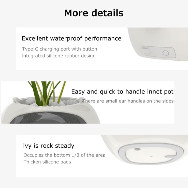 Smart AI Planter with App Control & LCD Screen - Interactive Flower Pot for Indoor Plants, Home Decor, and Gardening Enthusiasts (White) - Perfect for Living Room, Office, and Gift Ideas