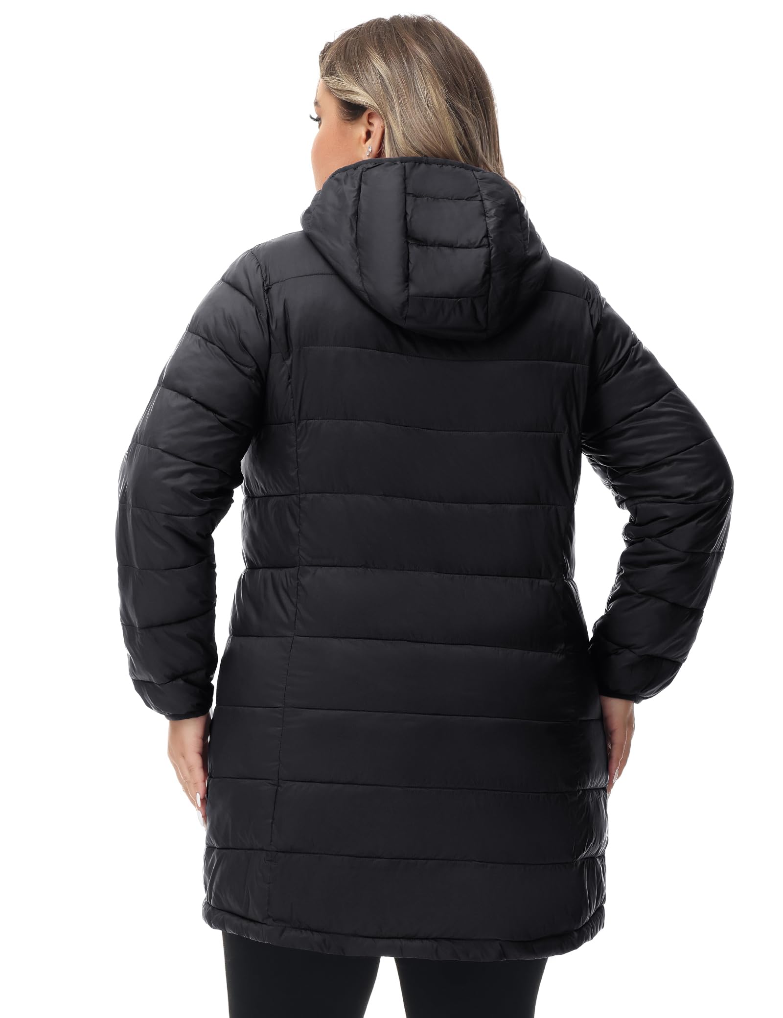 Royal Matrix Women's Plus Size Lightweight Packable Hooded Puffer Jacket - Quilted Long Coat for Spring & Fall - Perfect for Outdoor Activities, Travel & Casual Wear