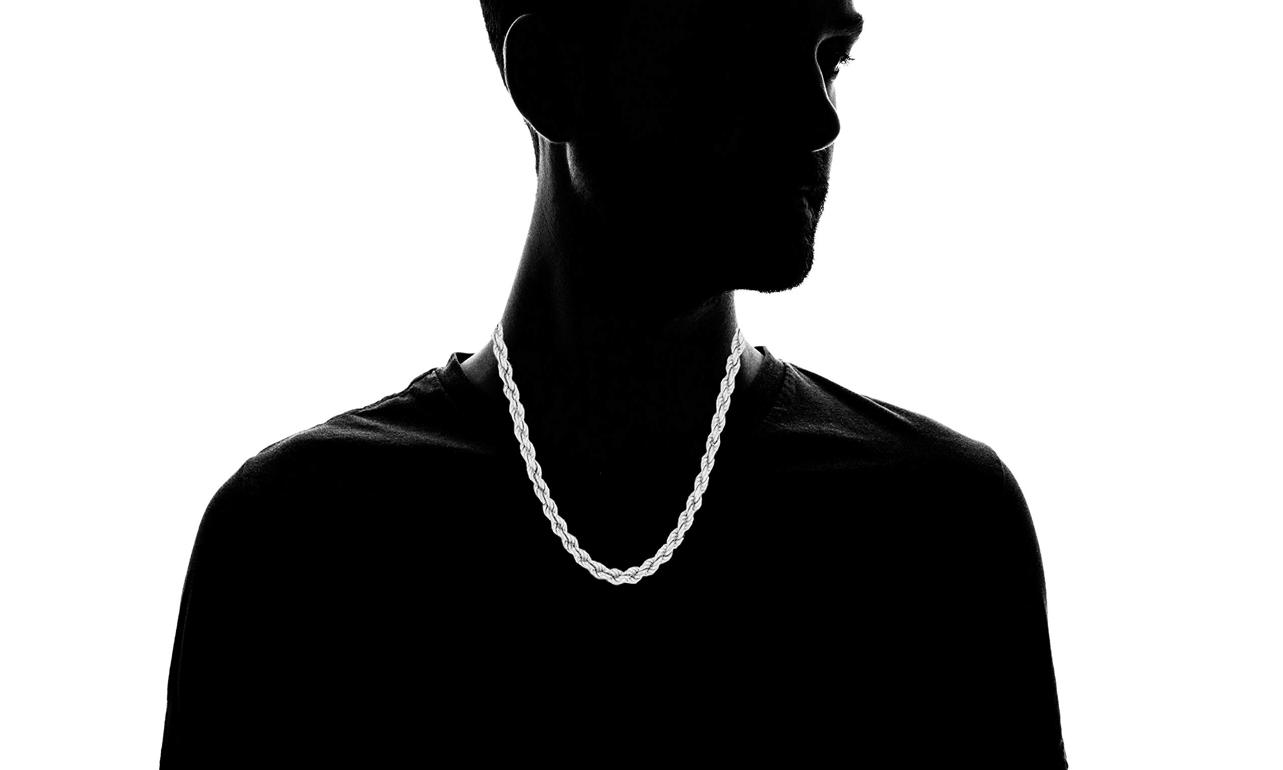 Verona Jewelers 925 Sterling Silver 4MM Italian Diamond-Cut Rope Chain Necklace for Men & Women | Braided Twist Silver Chain Jewelry (16-36 Inches) | Perfect for Gifts, Weddings, Anniversaries & Everyday Wear