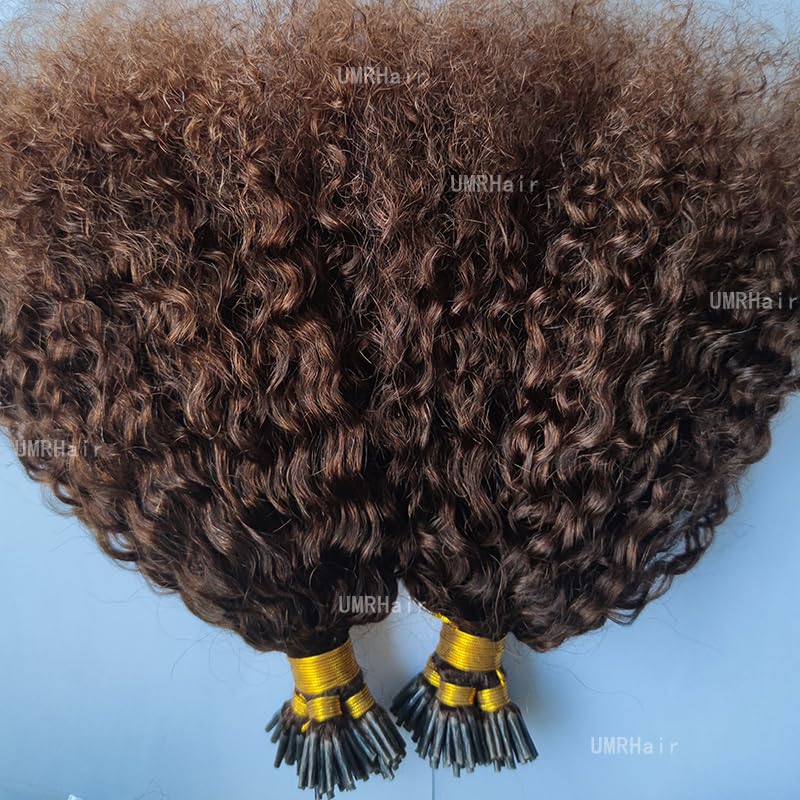 24 Inch Dark Brown I-Tip Human Hair Extensions - 100g 100 Strands Loose Curly Pre-Bonded Keratin Stick Hair - Cold Fusion Real Brazilian Remy Hair for Length & Volume - Perfect for Weddings, Parties & Daily Styling