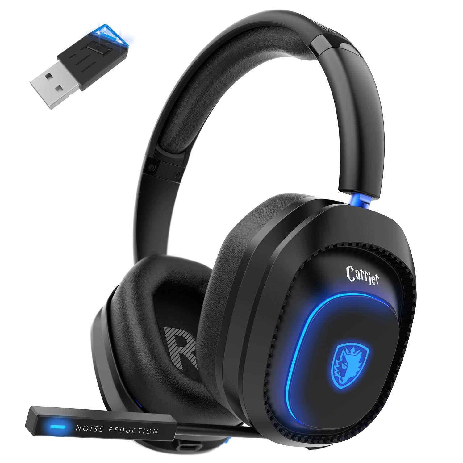 SADES 203 Wireless Gaming Headset with Microphone - 2.4GHz Wireless, Bluetooth & Wired Stereo Headphones for PC, PS5, PS4, Nintendo Switch, Android, iOS - 50 Hour Battery Life, 7.1 Surround Sound (Black) - Perfect for Gaming, Streaming & Online Meetings